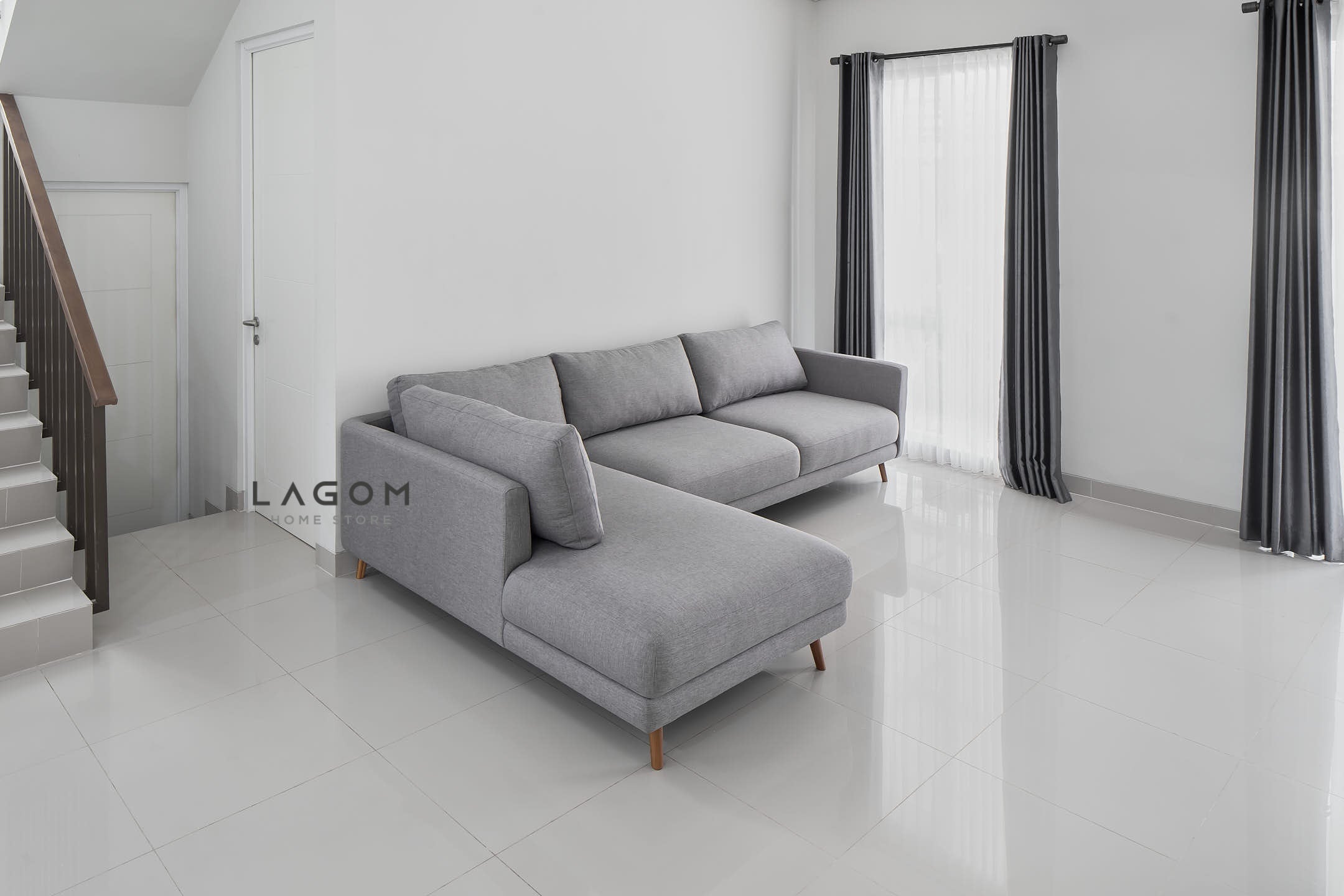 Sofa L Premium dengan Rangka Kayu Jati Solid