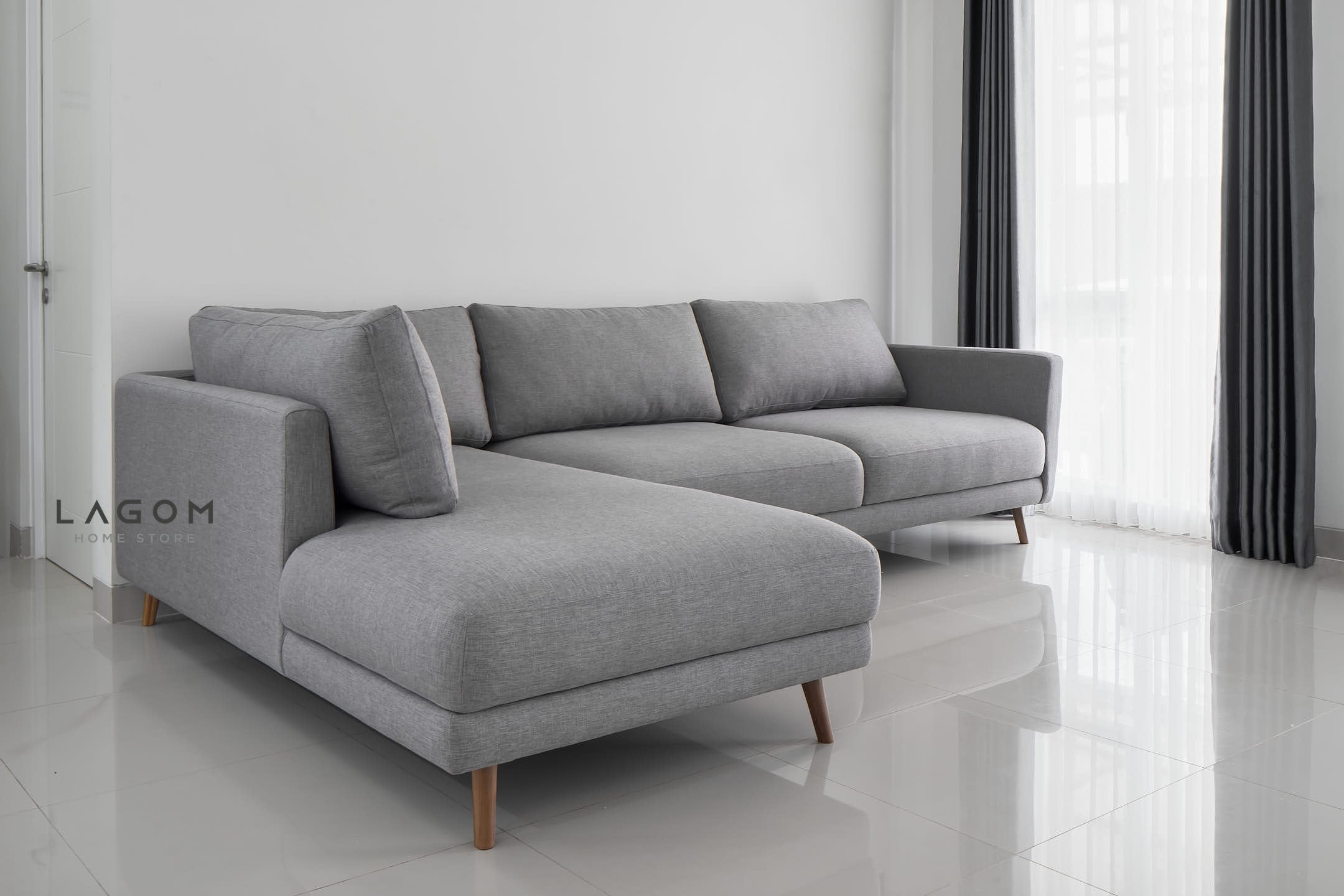 Sofa L Premium dengan Rangka Kayu Jati Solid