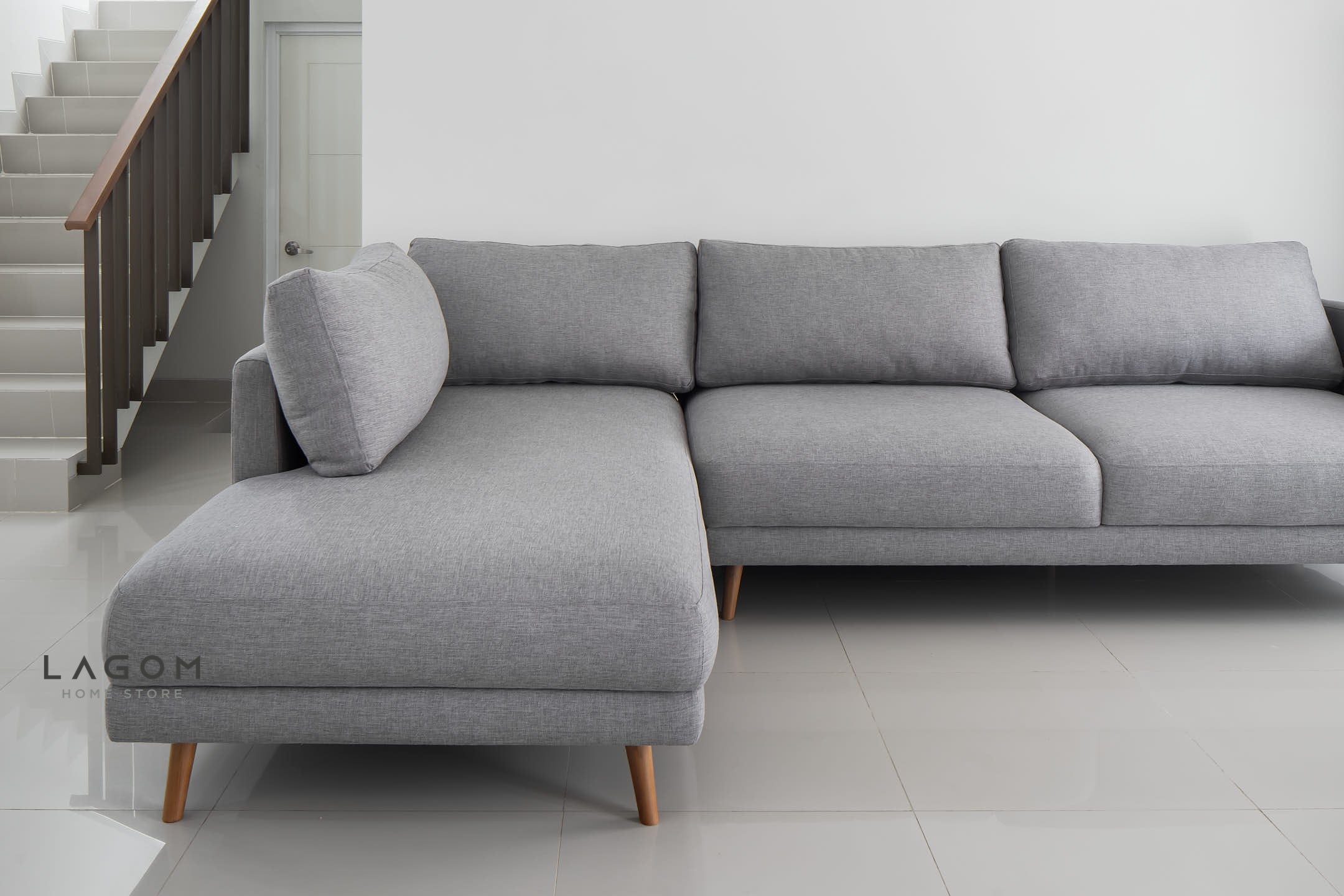 Sofa L Premium dengan Rangka Kayu Jati Solid