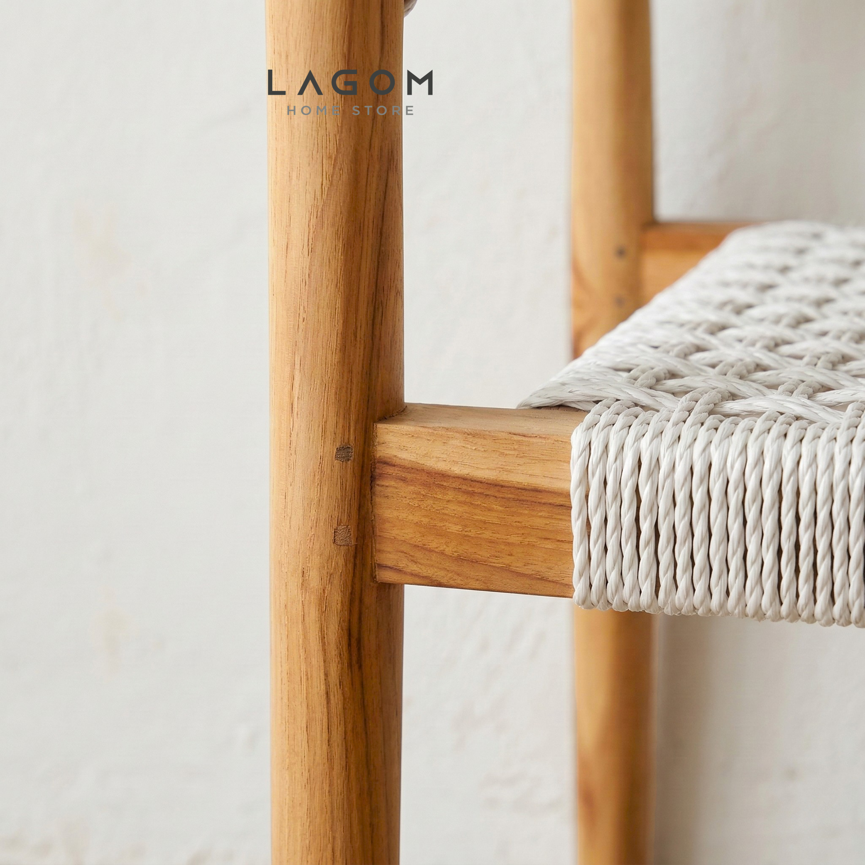 Accent Chair in Teak & Woven Synthetic Cord Chair Lagom Home Store Jati Furnitur Teak Furniture Jakarta