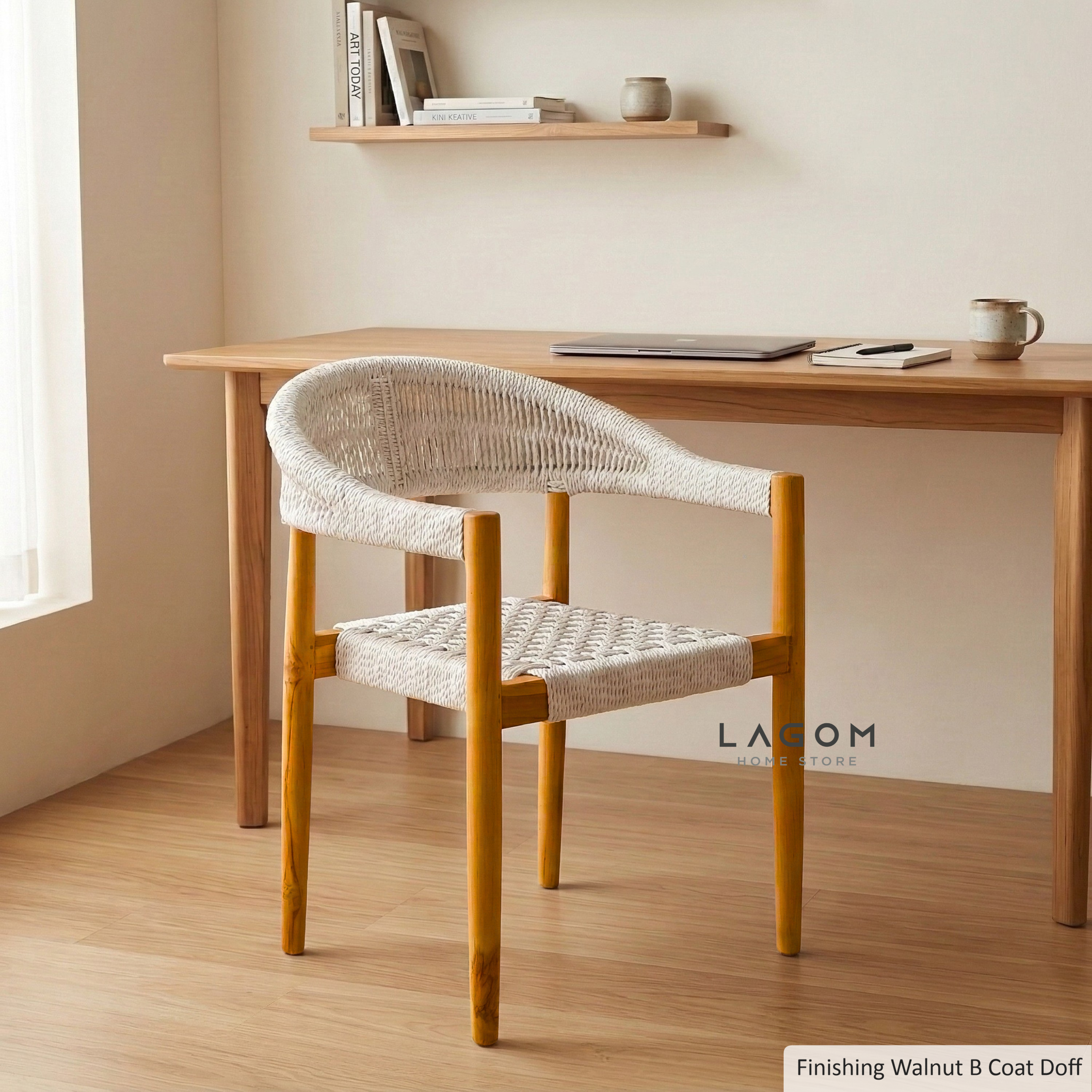 Accent Chair in Teak & Woven Synthetic Cord Chair Lagom Home Store Jati Furnitur Teak Furniture Jakarta