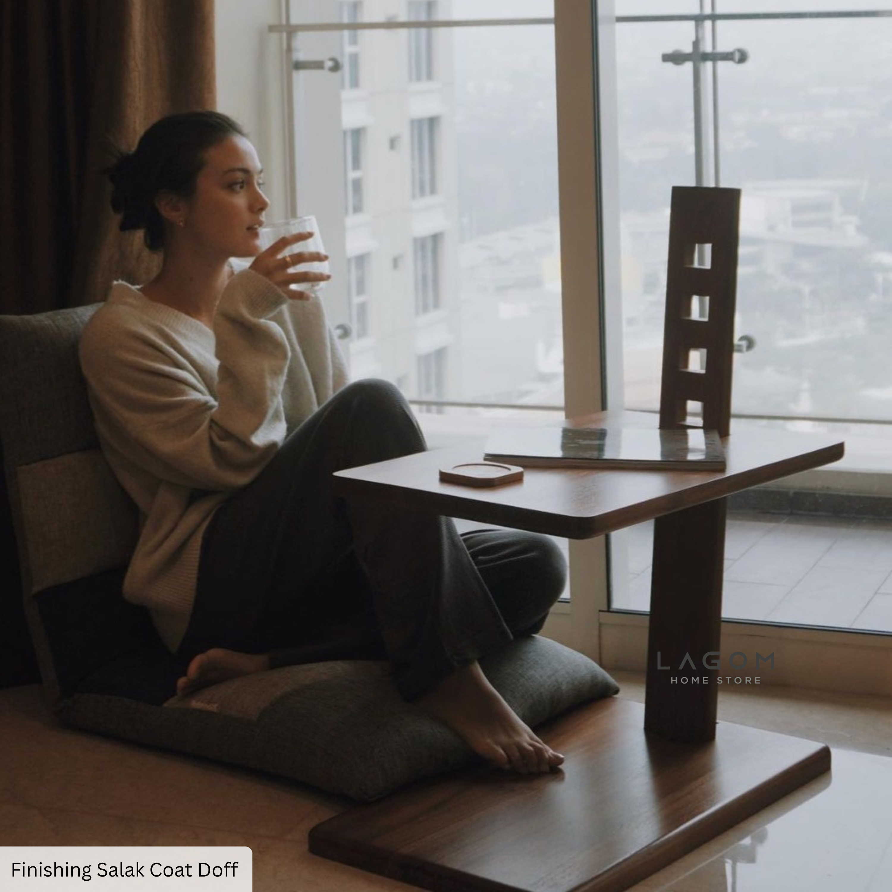 Adjustable Teak Side Table Side Table Lagom Home Store Jati Furnitur Teak Furniture Jakarta