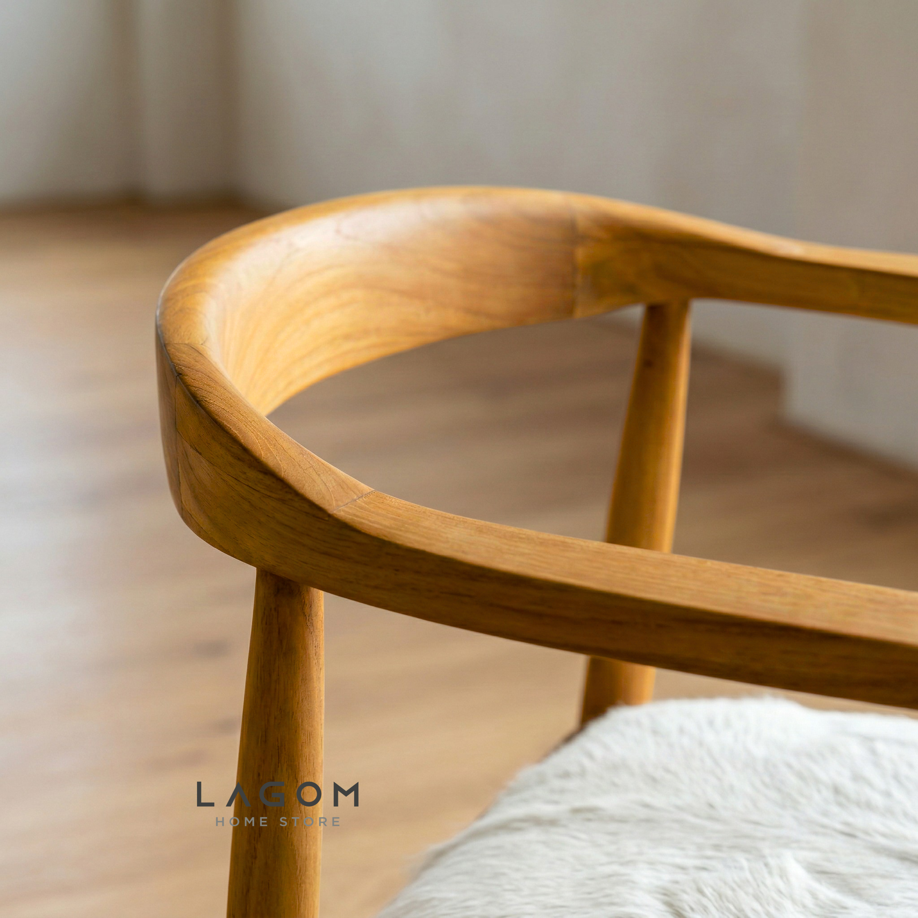 Artisan Accent Chair in Solid Teak & Natural Goat Hide Chair Lagom Home Store Jati Furnitur Teak Furniture Jakarta