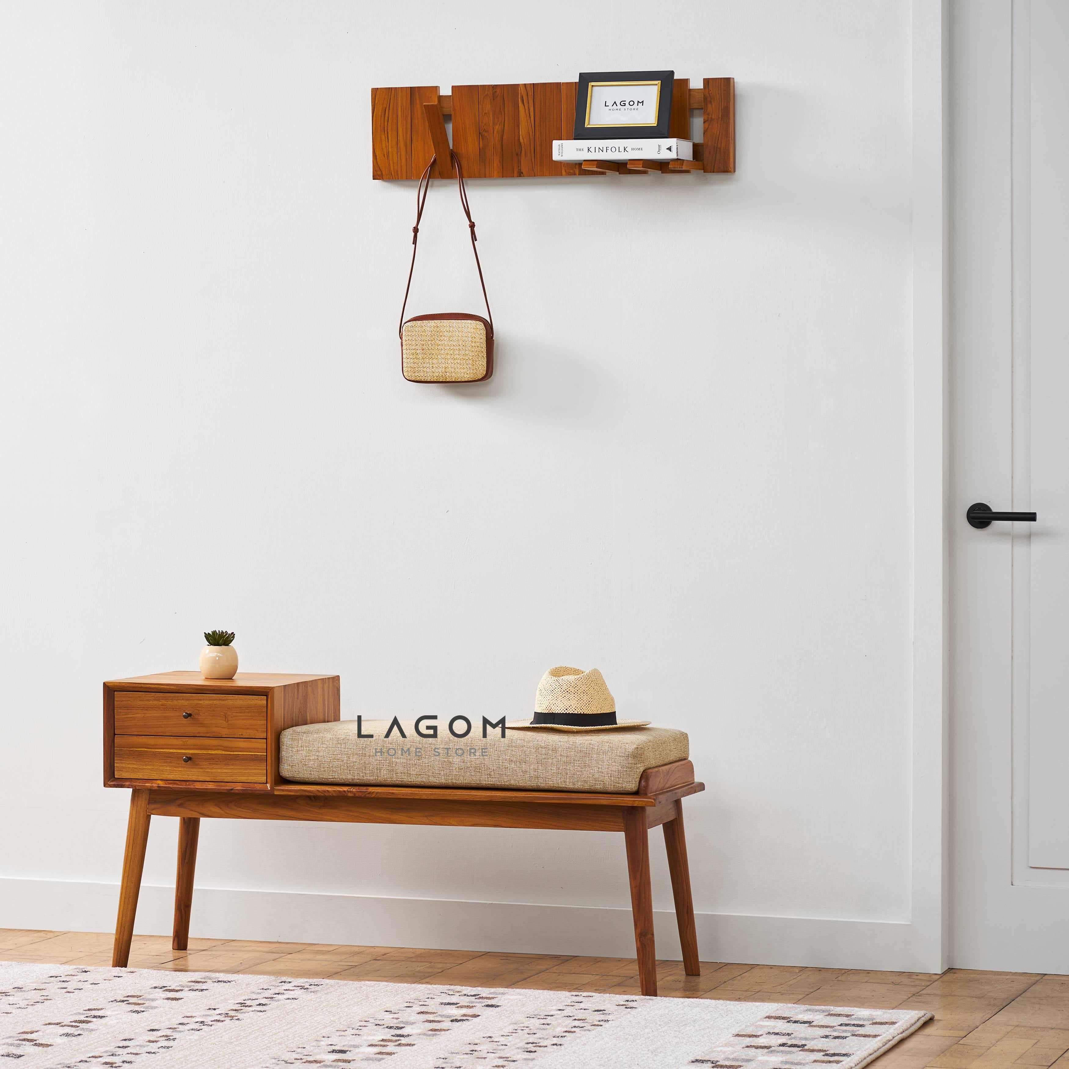 Bangku 2 Laci dari Kayu Jati dengan Cushion Premium Storage Benches Lagom Home Store Jati Furnitur Teak Furniture Jakarta