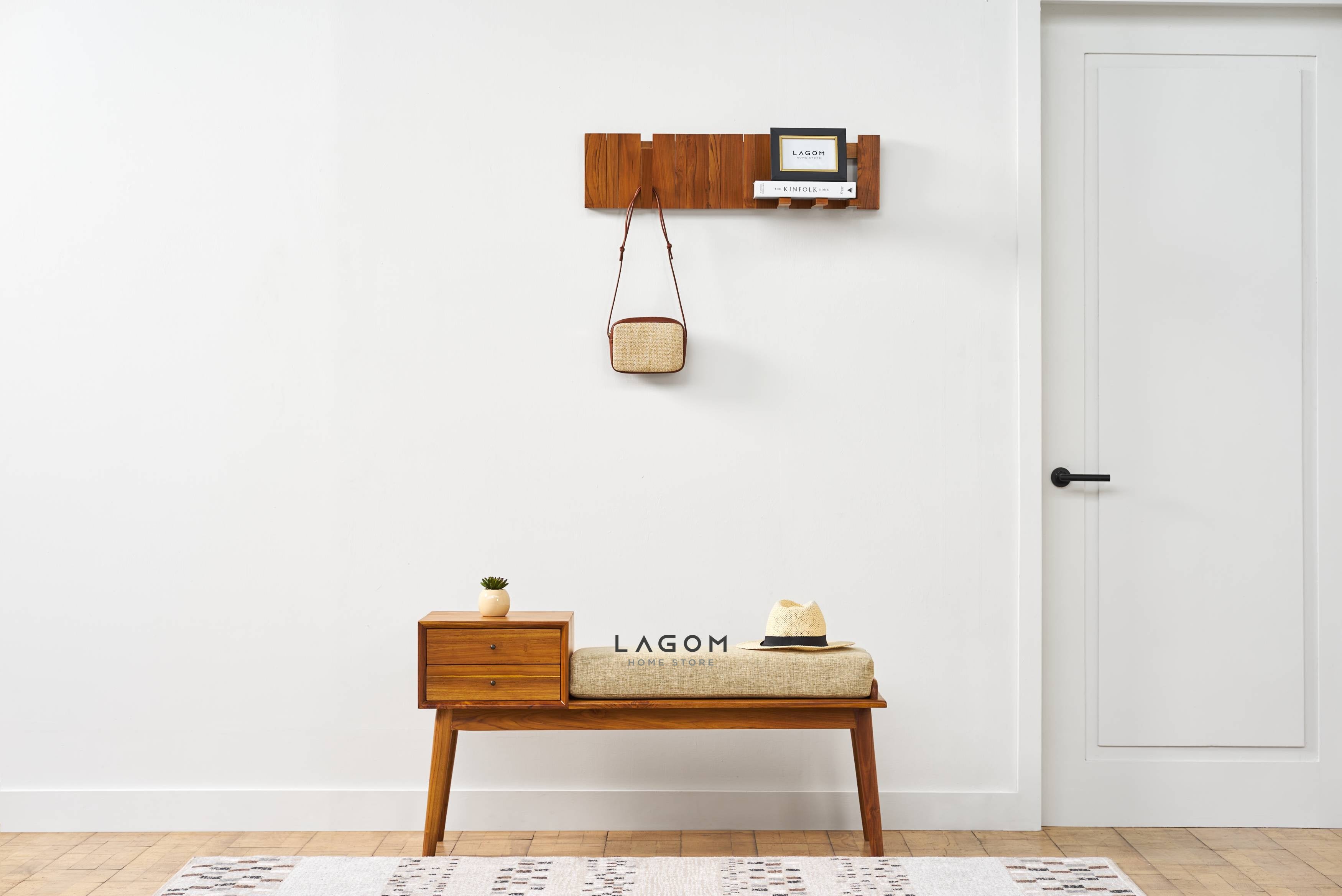 Bangku 2 Laci dari Kayu Jati dengan Cushion Premium Storage Benches Lagom Home Store Jati Furnitur Teak Furniture Jakarta