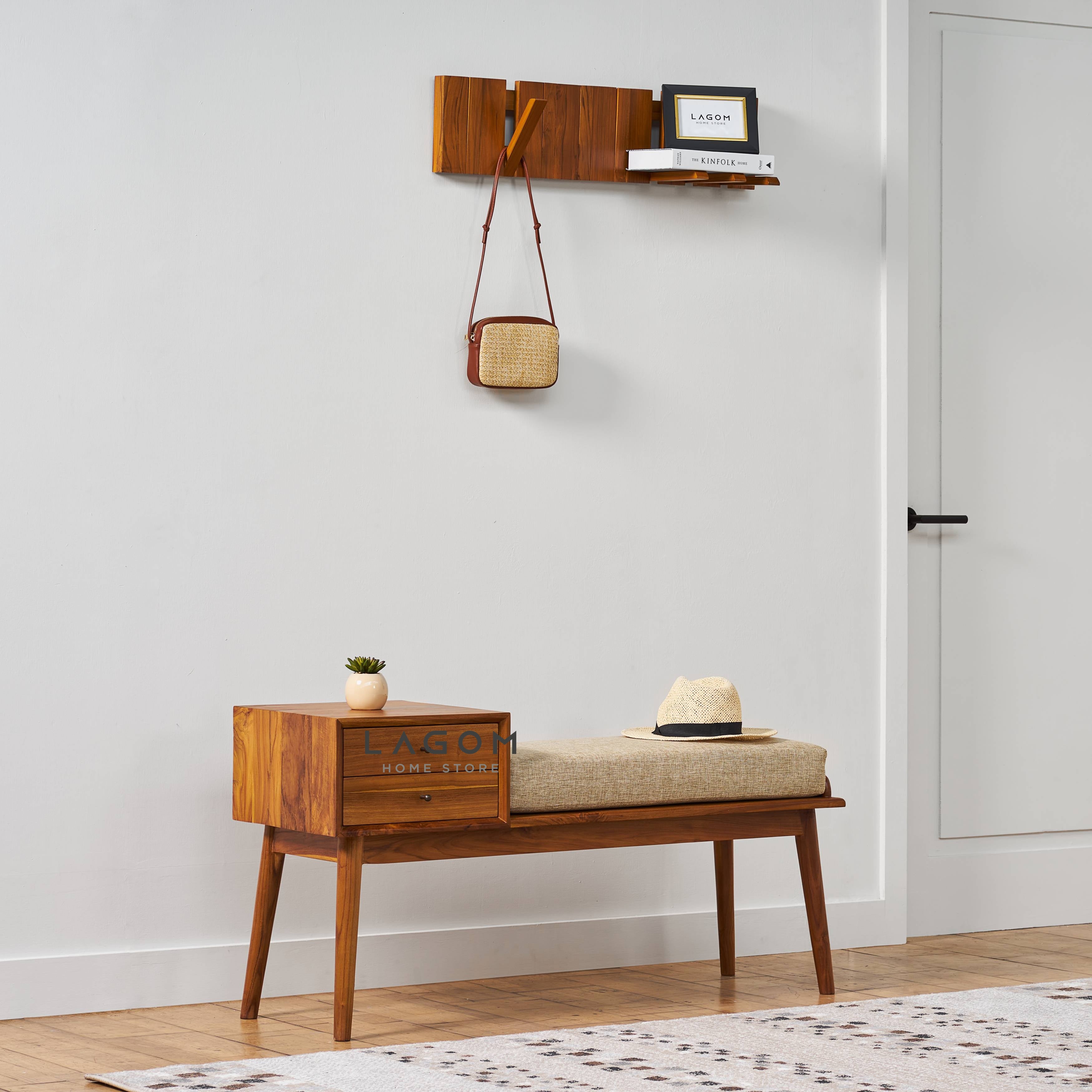 Bangku 2 Laci dari Kayu Jati dengan Cushion Premium Storage Benches Lagom Home Store Jati Furnitur Teak Furniture Jakarta