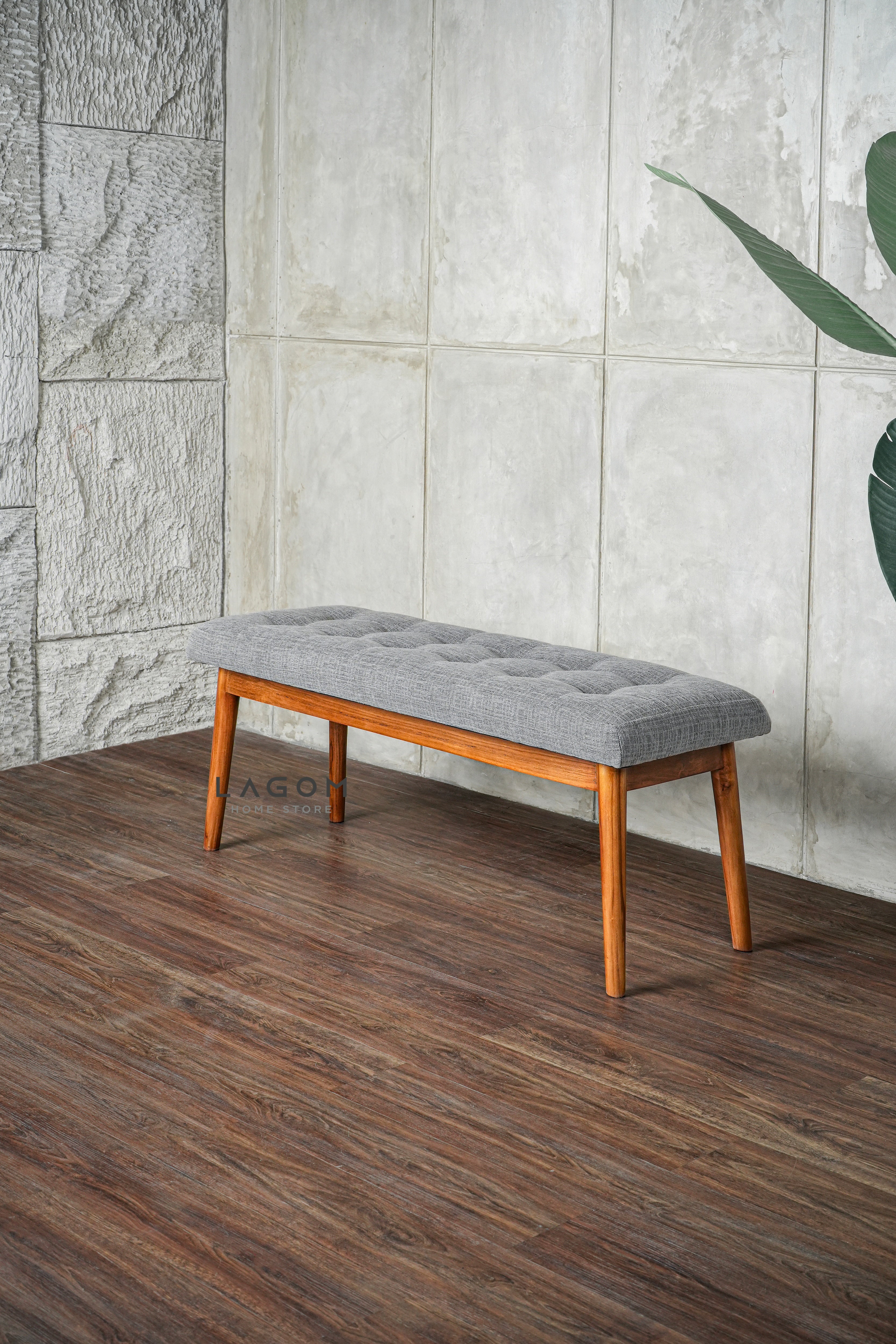 Bangku Kayu Jati Solid dengan Cushion Premium Bench Seat Lagom Home Store Jati Furnitur Teak Furniture Jakarta