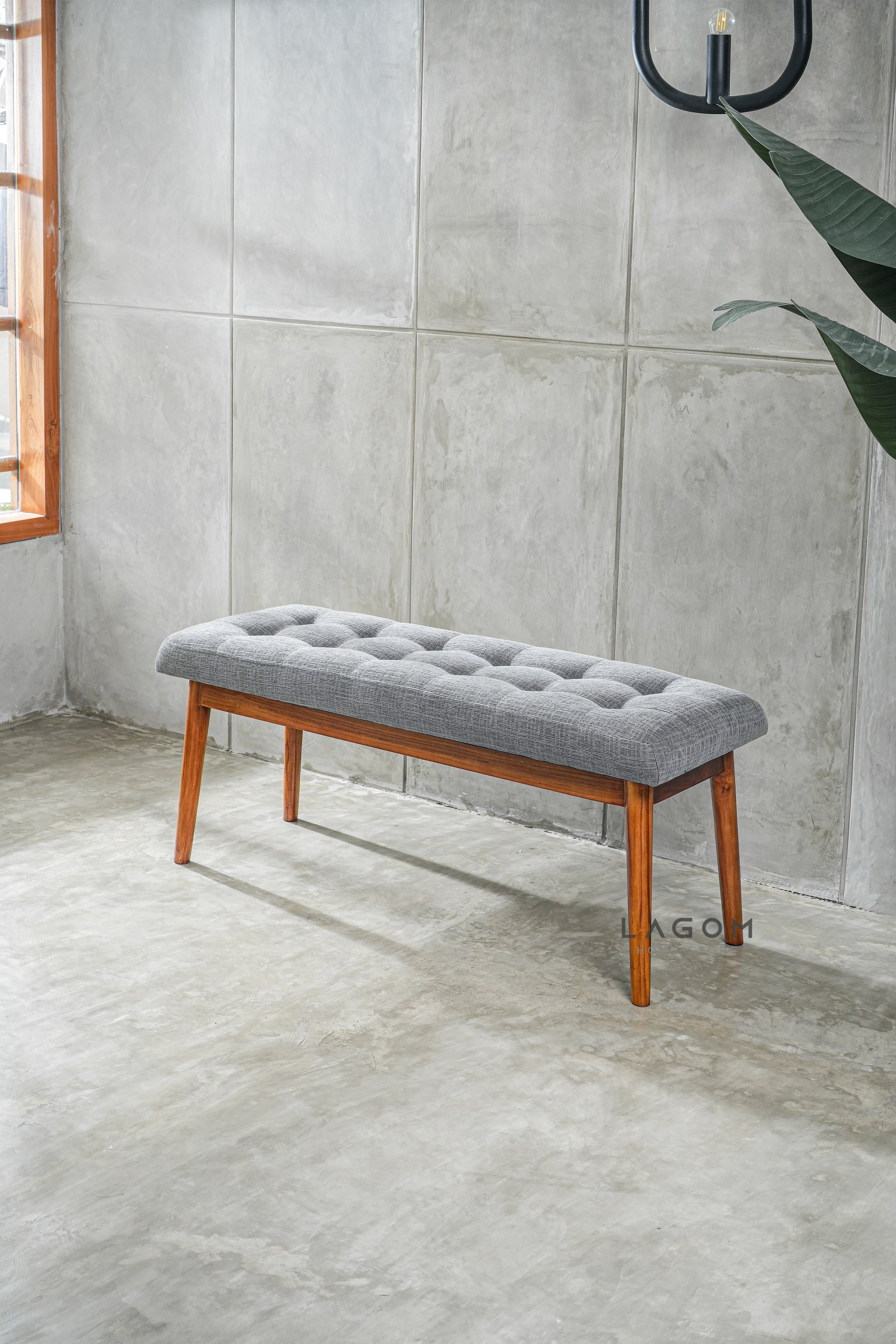 Bangku Kayu Jati Solid dengan Cushion Premium Bench Seat Lagom Home Store Jati Furnitur Teak Furniture Jakarta