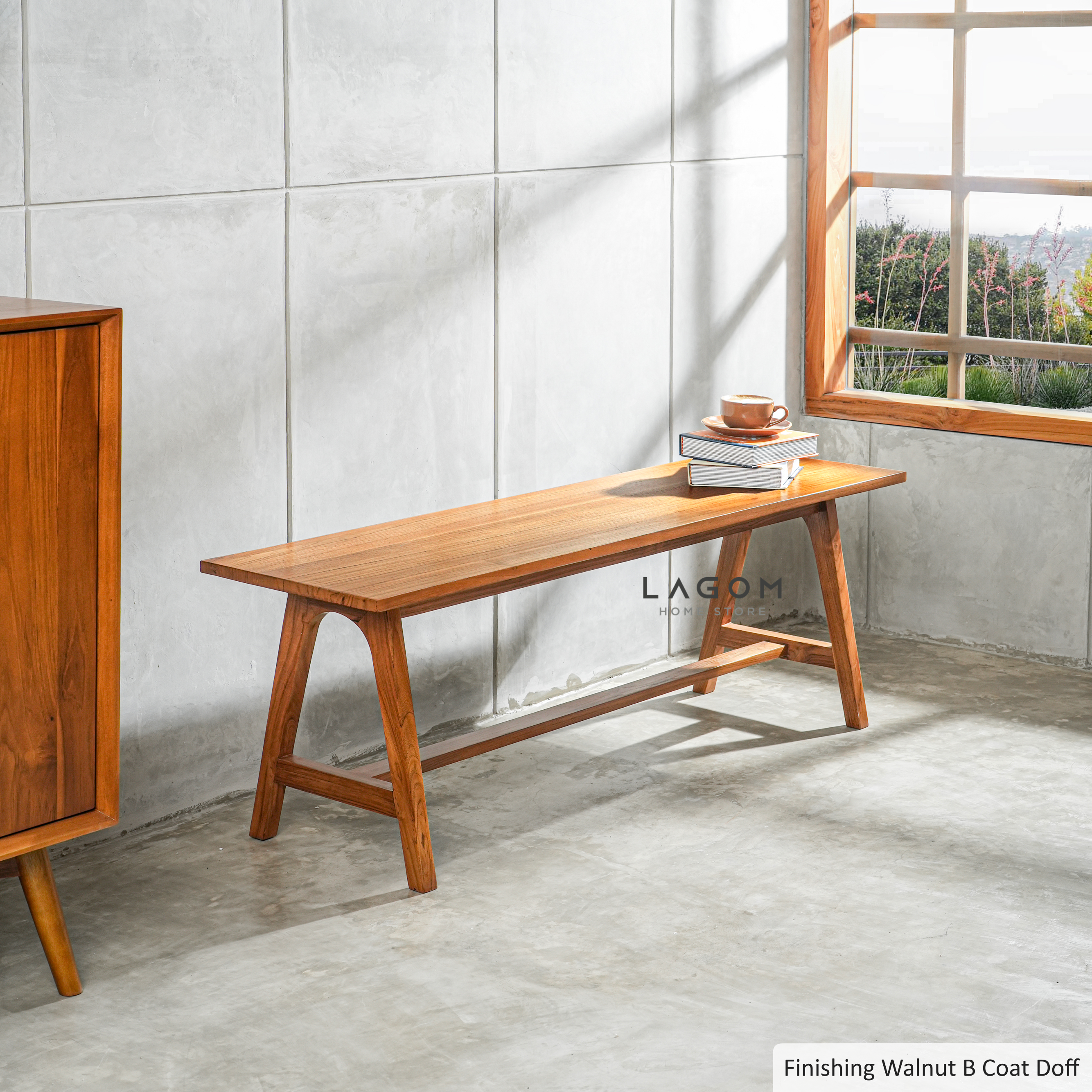 Bangku Panjang Minimalis dari Kayu Jati Bench Seat Lagom Home Store Jati Furnitur Teak Furniture Jakarta