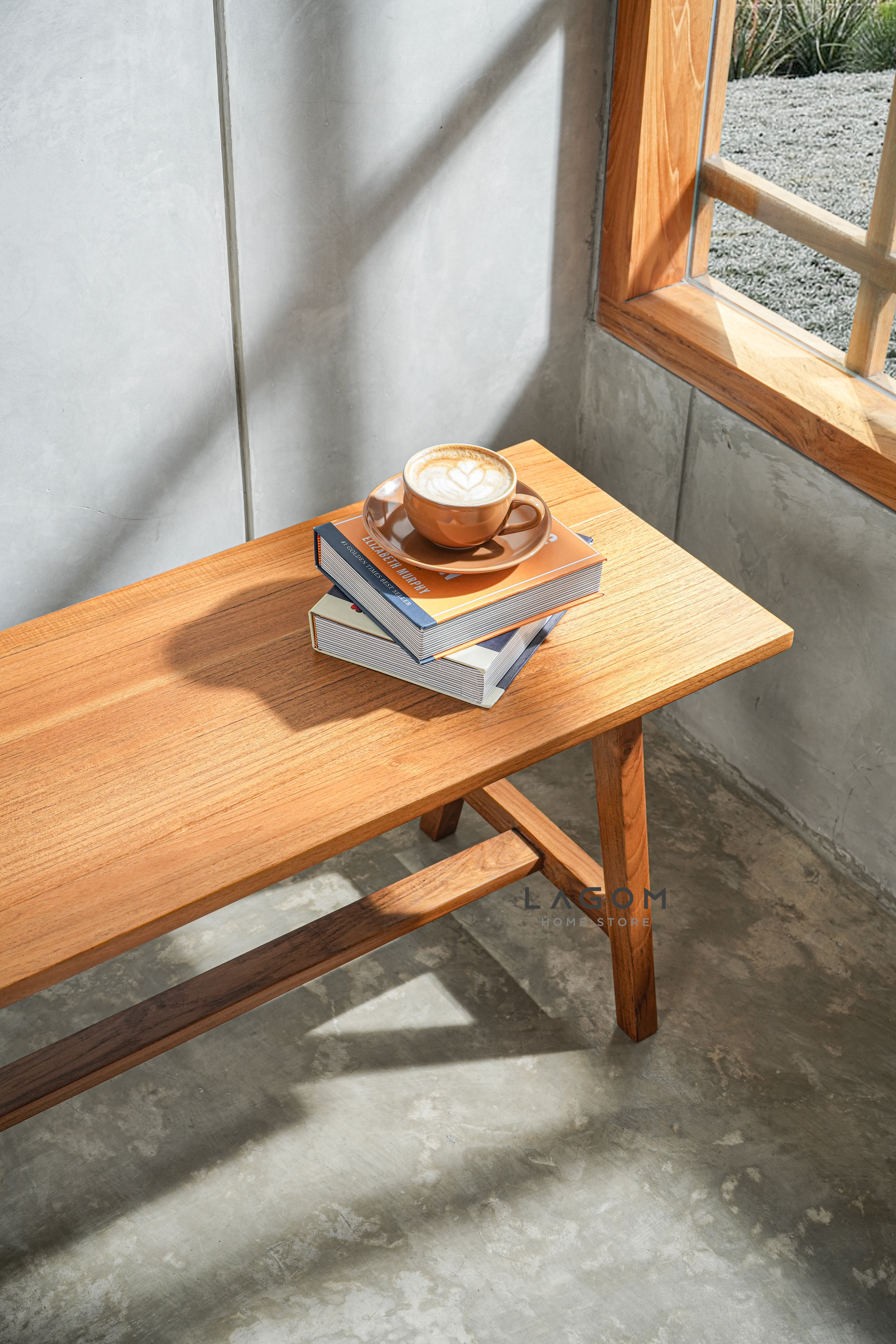 Bangku Panjang Minimalis dari Kayu Jati Bench Seat Lagom Home Store Jati Furnitur Teak Furniture Jakarta