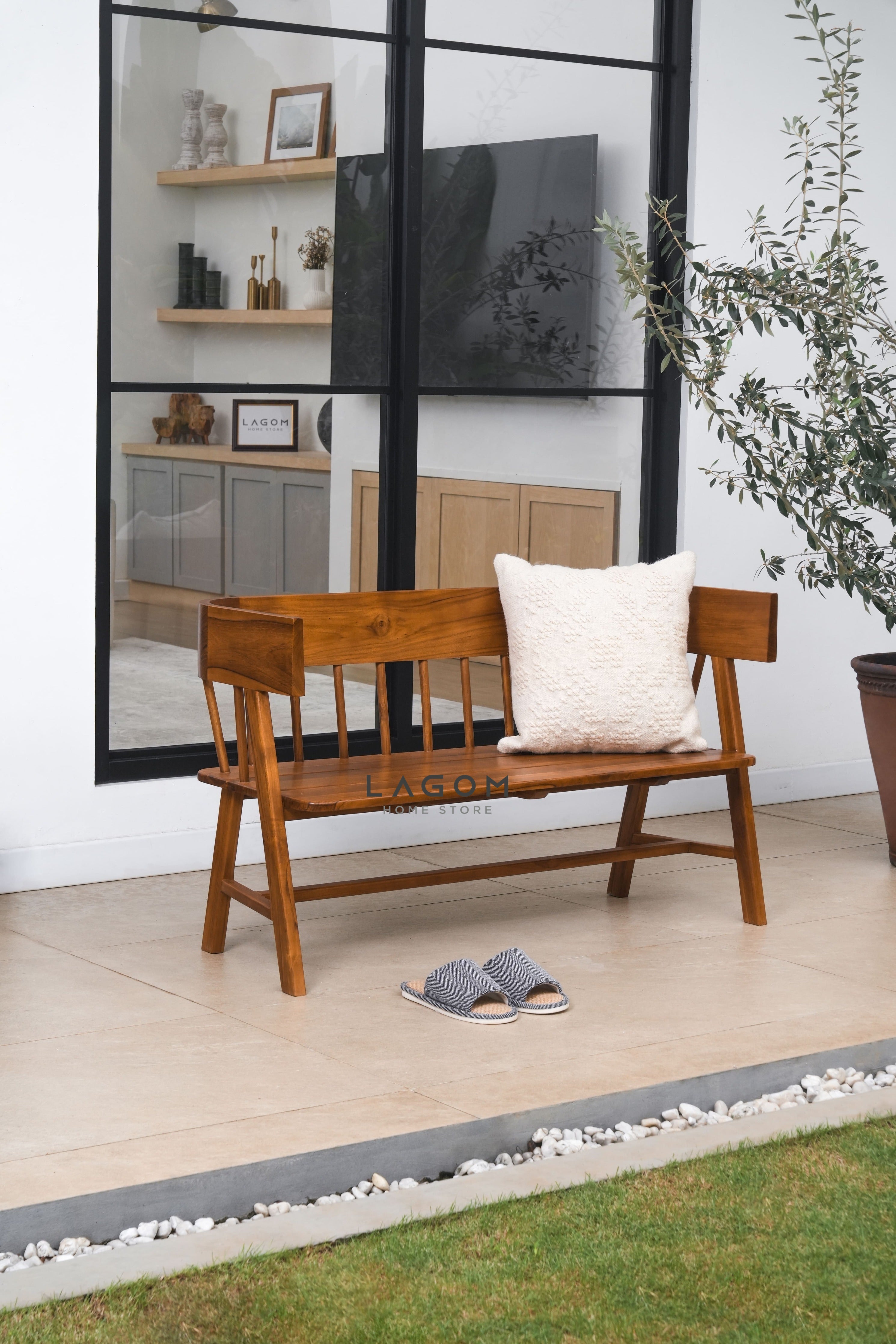 Bangku Unik dari Kayu Jati Solid Bench Seat Lagom Home Store Jati Furnitur Teak Furniture Jakarta