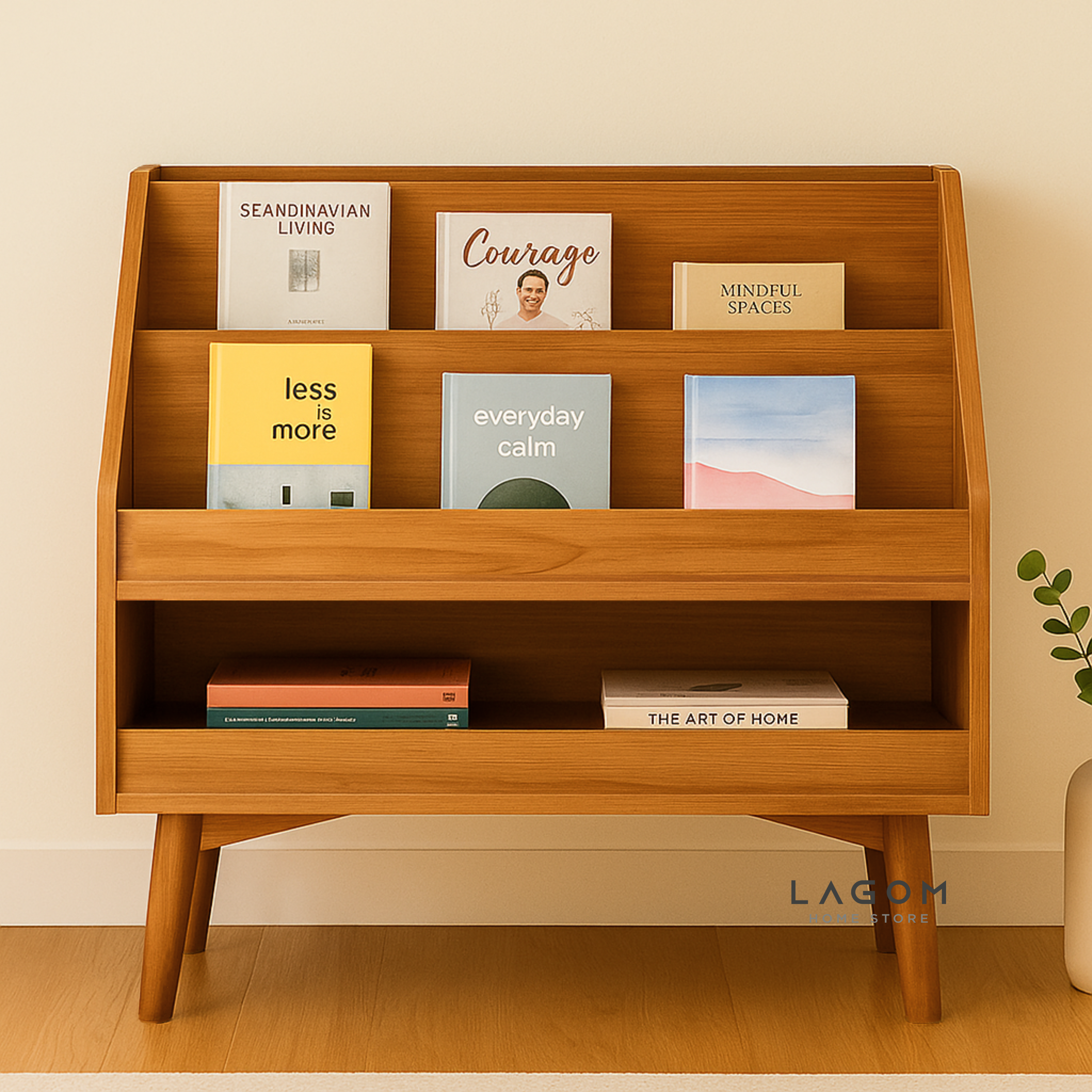 Book Display Shelf in Solid Teak Wood Bookshelf Lagom Home Store Jati Furnitur Teak Furniture Jakarta