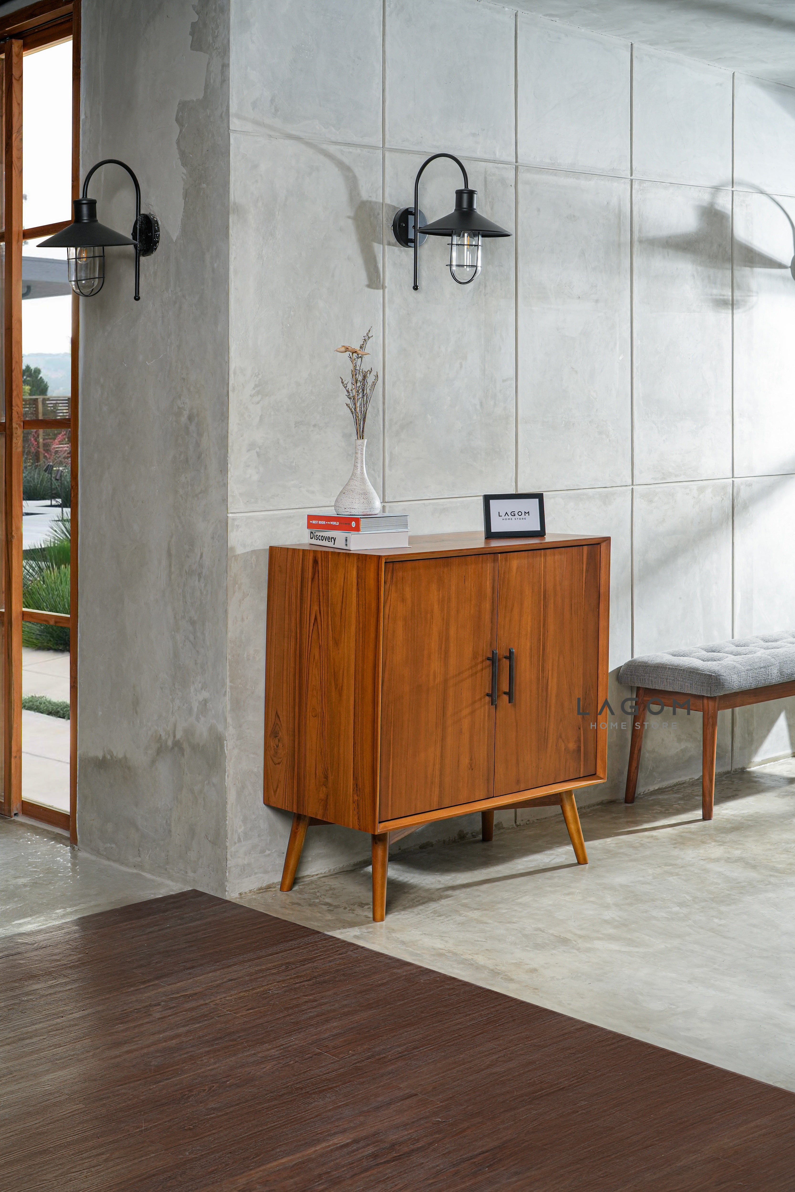 Bufet Dua Pintu dari Kayu Jati Solid Buffet Lagom Home Store Jati Furnitur Teak Furniture Jakarta