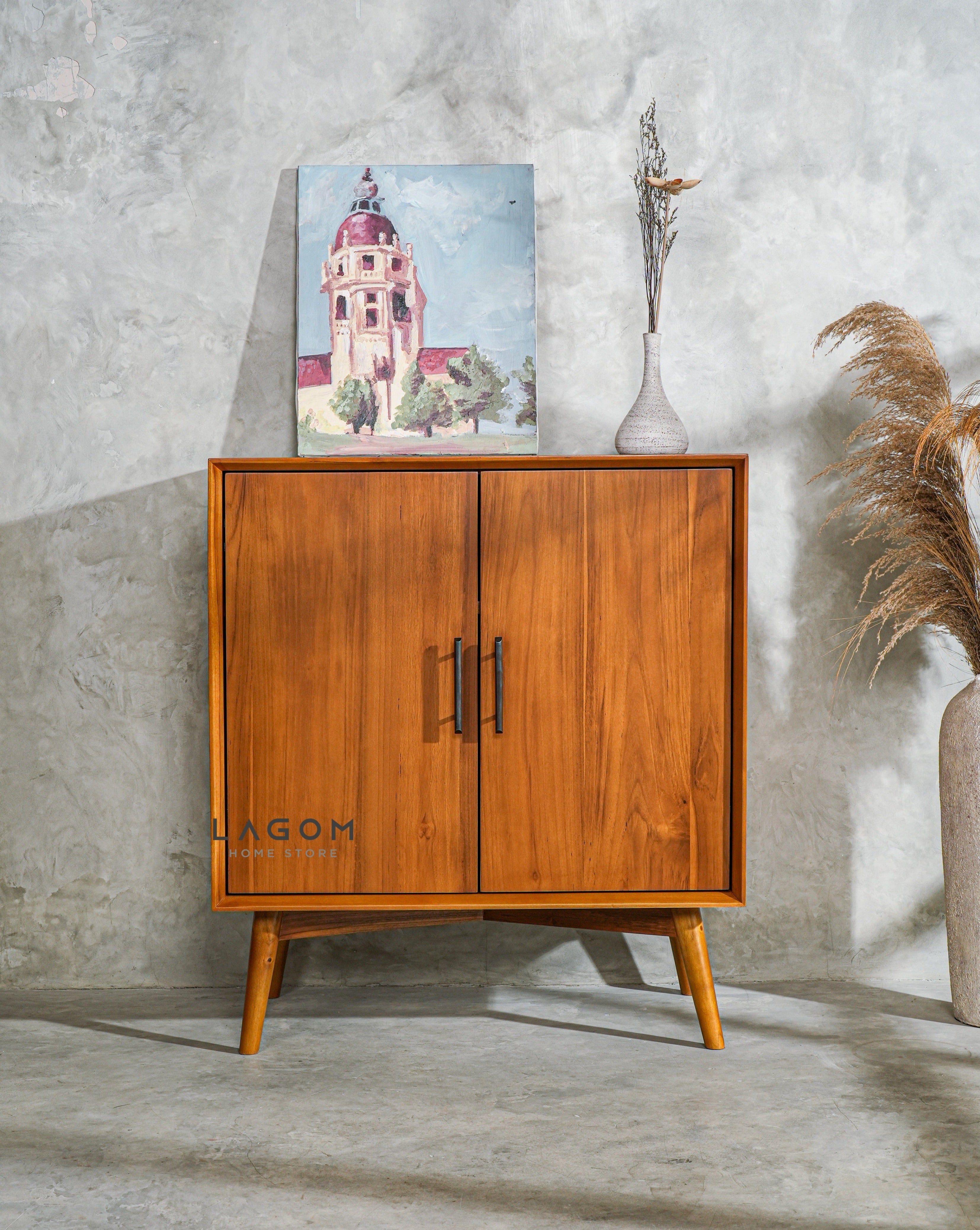Bufet Dua Pintu dari Kayu Jati Solid Buffet Lagom Home Store Jati Furnitur Teak Furniture Jakarta