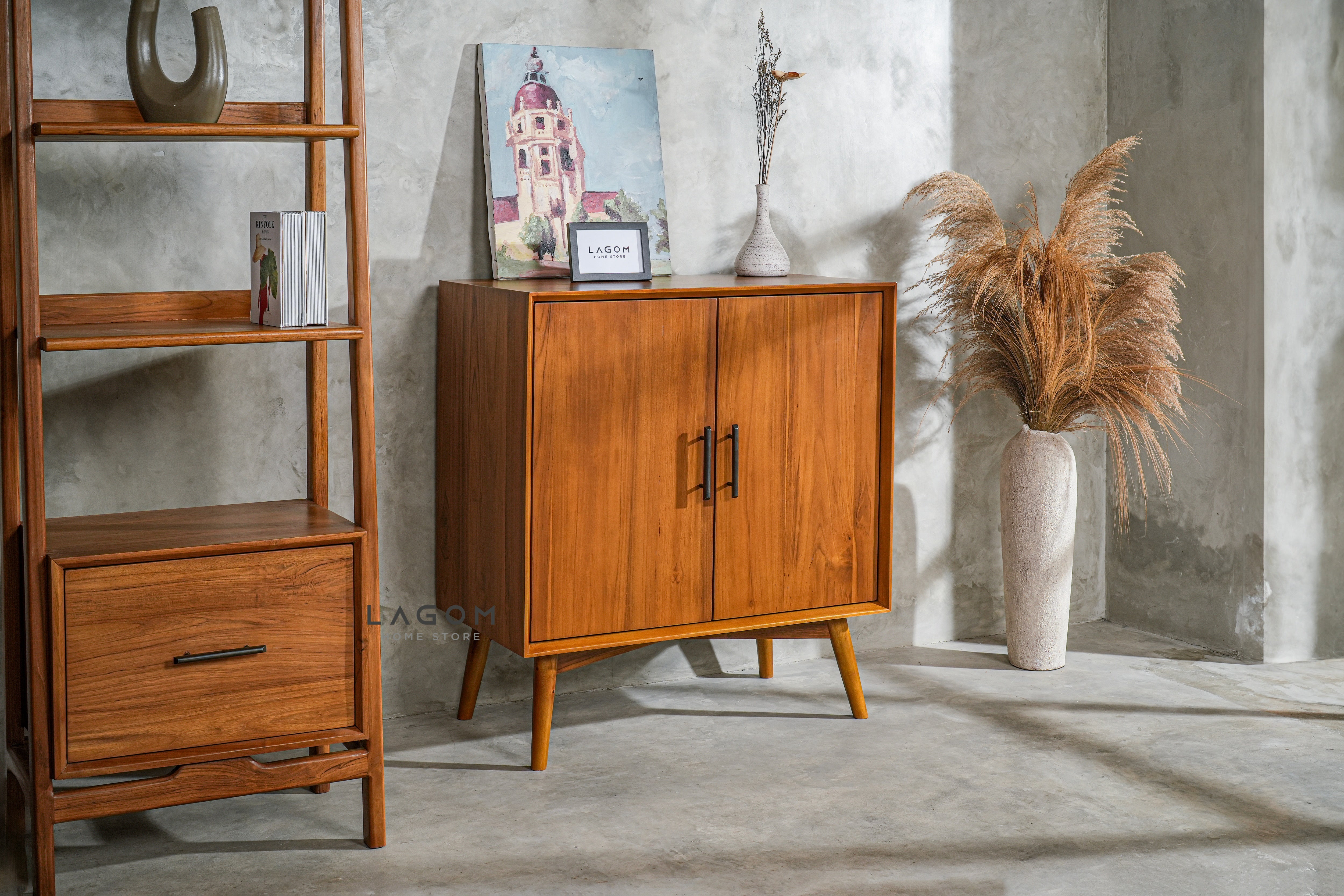 Bufet Dua Pintu dari Kayu Jati Solid Buffet Lagom Home Store Jati Furnitur Teak Furniture Jakarta