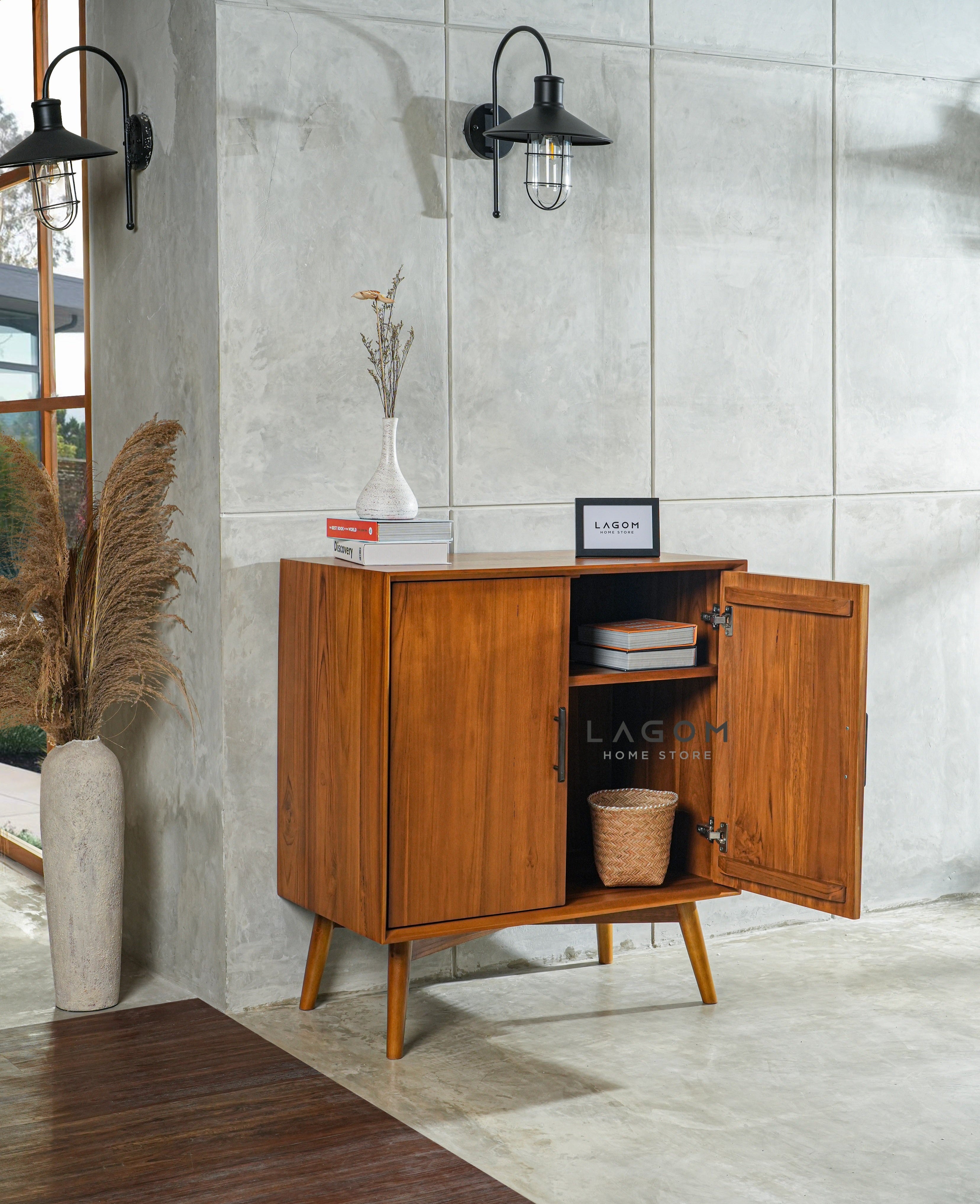 Bufet Dua Pintu dari Kayu Jati Solid Buffet Lagom Home Store Jati Furnitur Teak Furniture Jakarta
