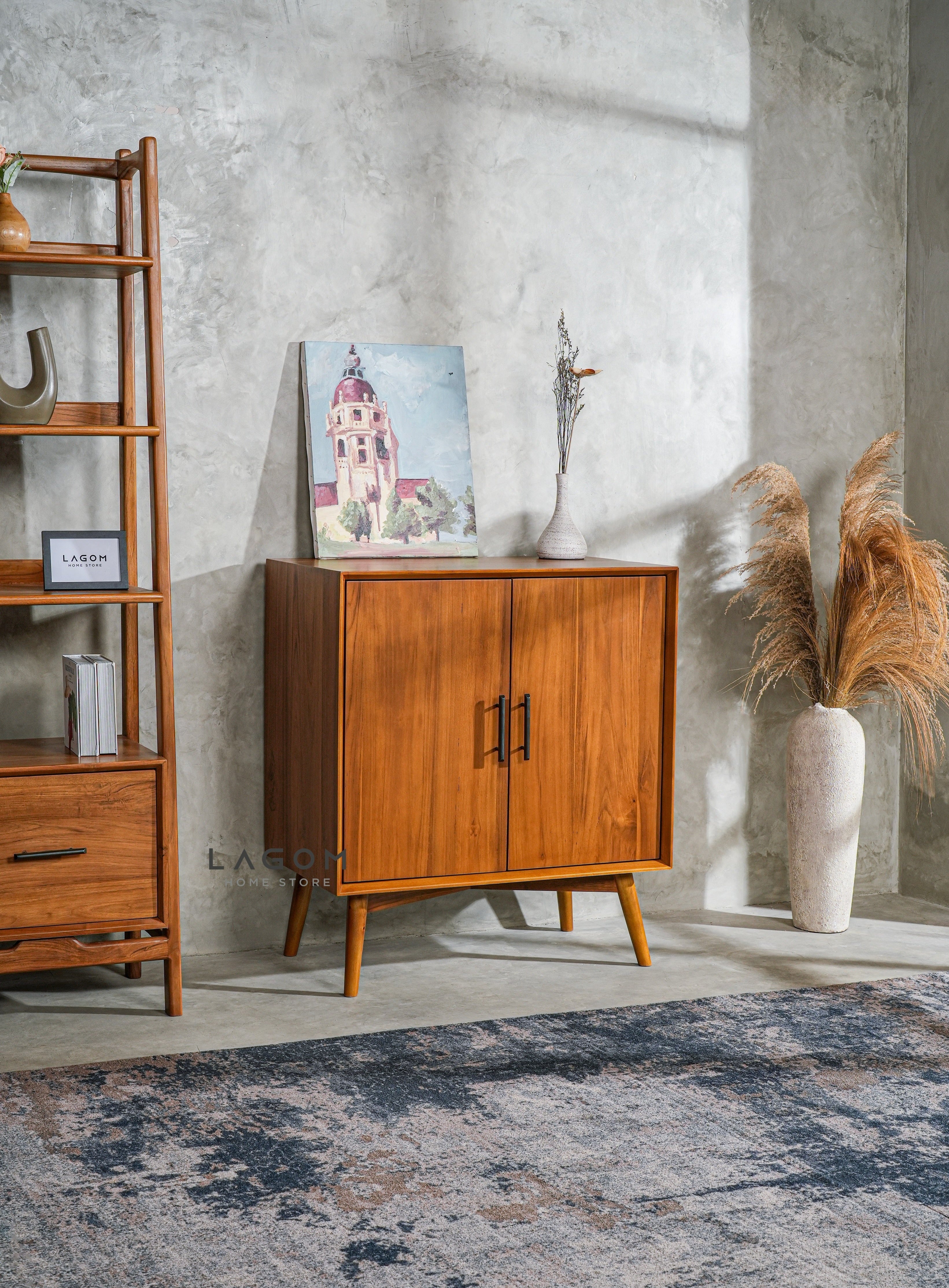 Bufet Dua Pintu dari Kayu Jati Solid Buffet Lagom Home Store Jati Furnitur Teak Furniture Jakarta
