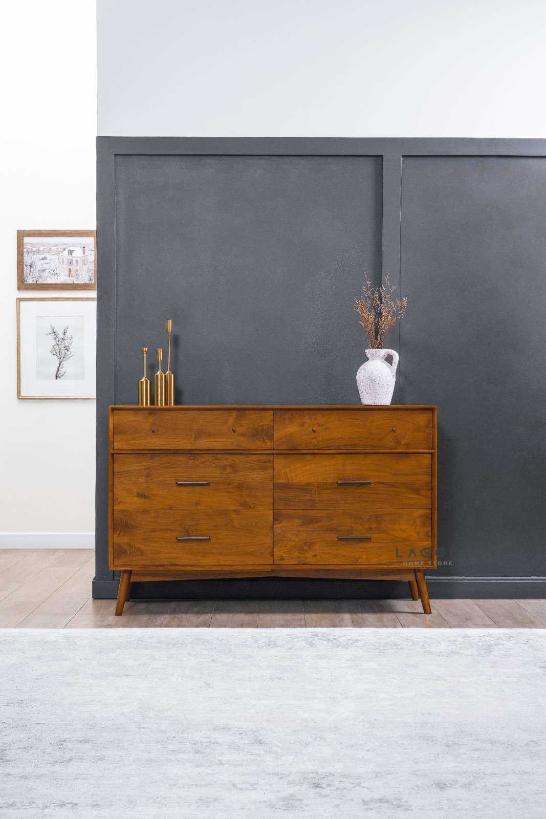 Bufet Material Kayu Jati dengan 6 Laci Dresser Cabinet Lagom Home Store Jati Furnitur Teak Furniture Jakarta