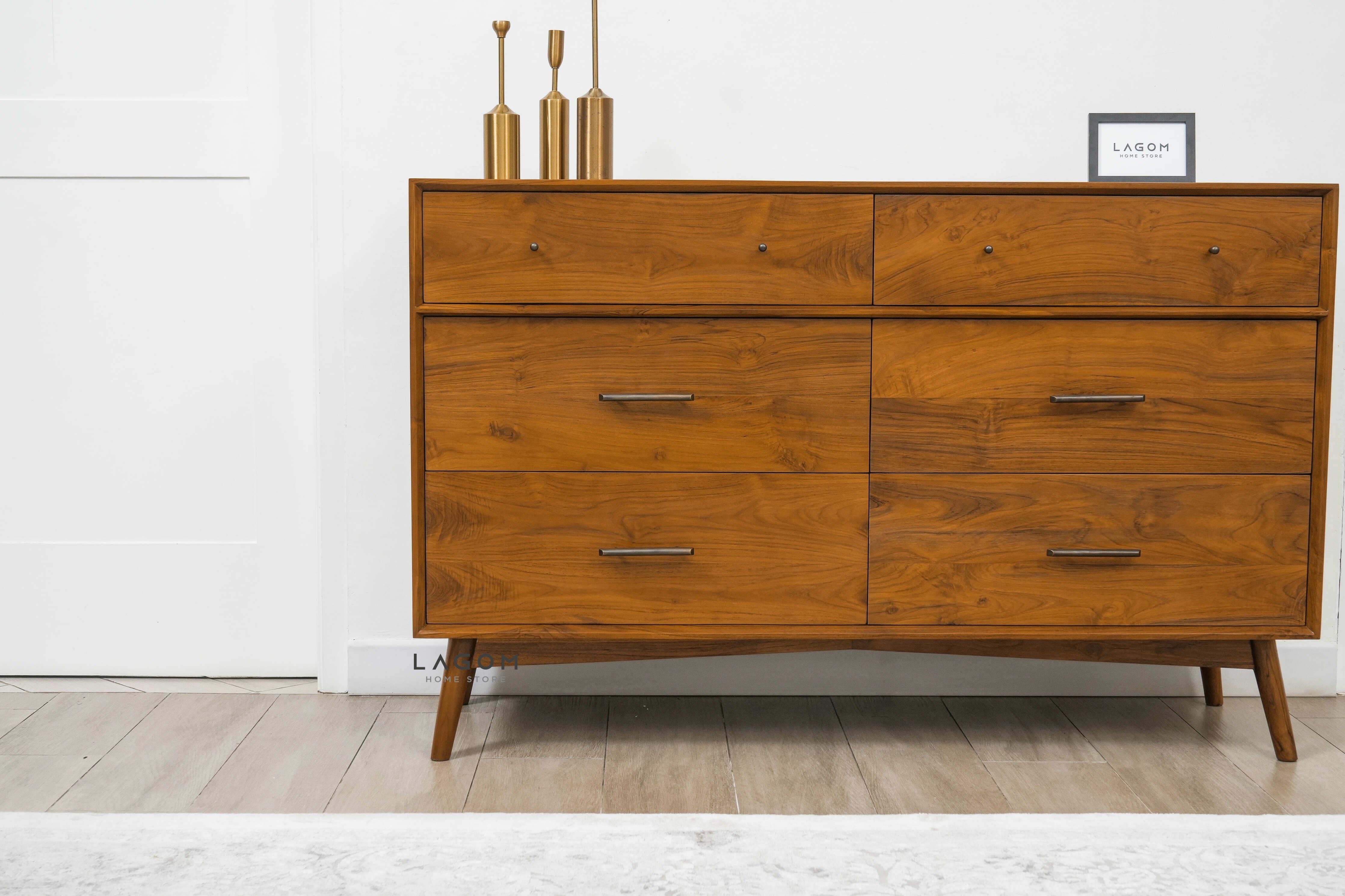 Bufet Material Kayu Jati dengan 6 Laci Dresser Cabinet Lagom Home Store Jati Furnitur Teak Furniture Jakarta