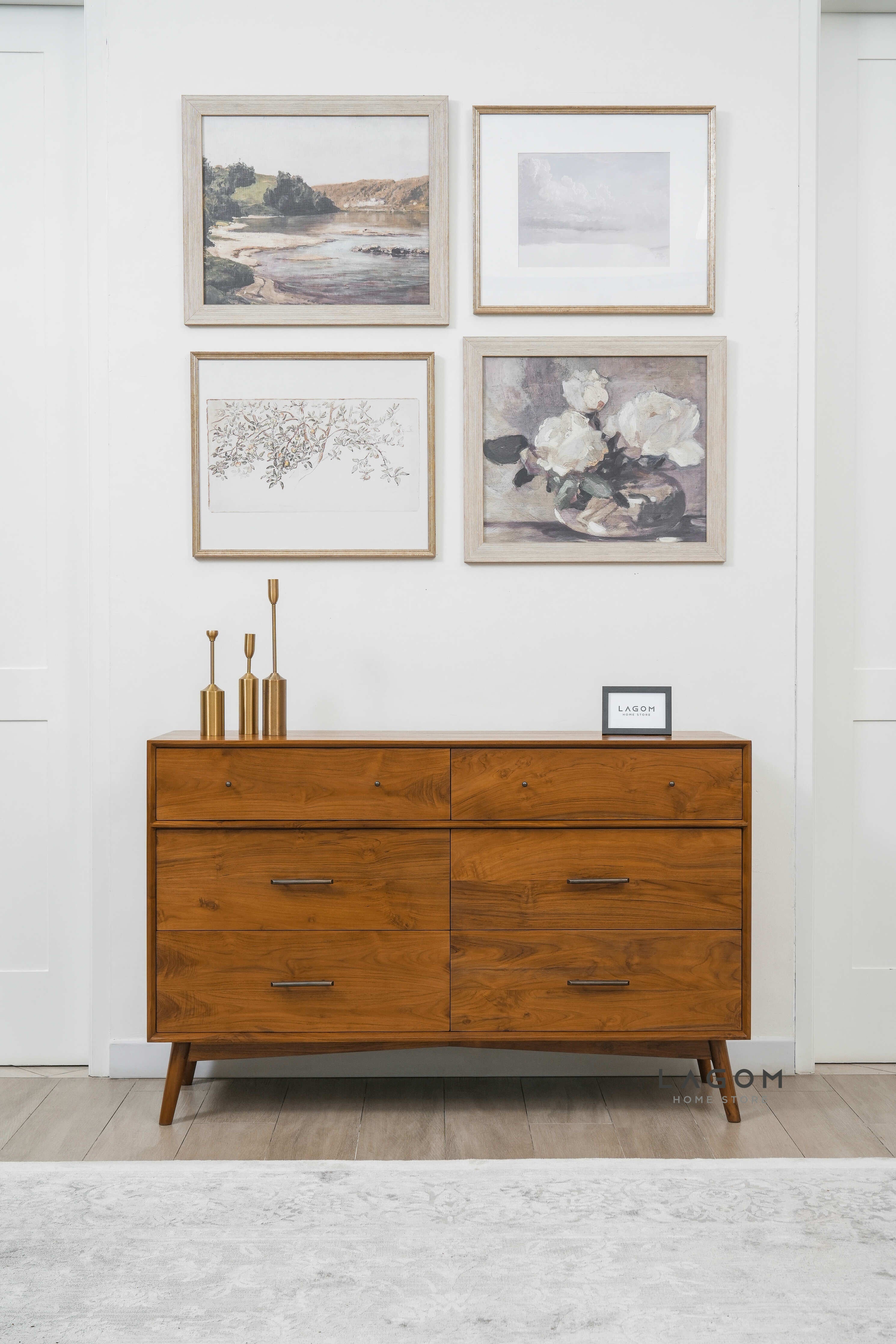 Bufet Material Kayu Jati dengan 6 Laci Dresser Cabinet Lagom Home Store Jati Furnitur Teak Furniture Jakarta