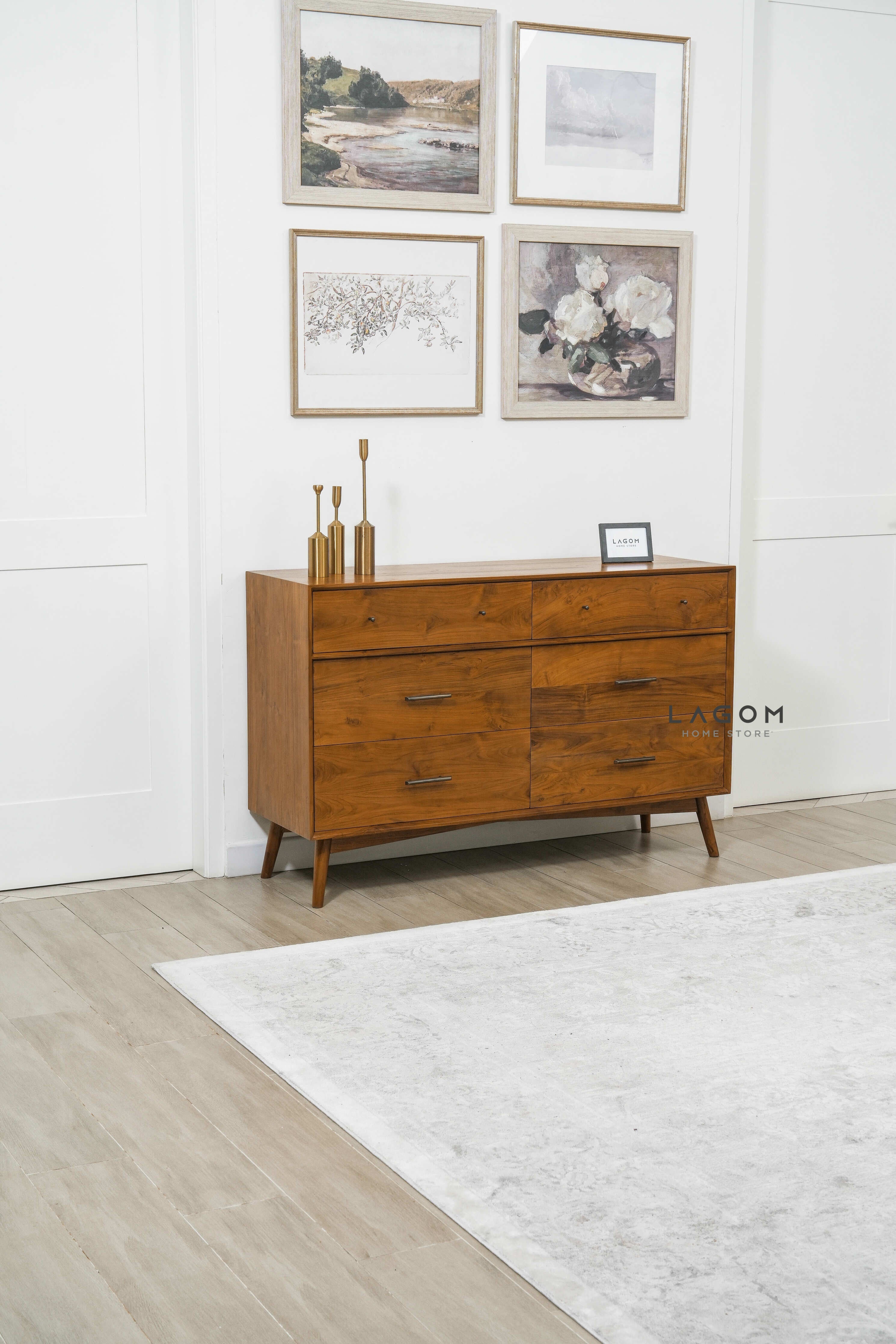 Bufet Material Kayu Jati dengan 6 Laci Dresser Cabinet Lagom Home Store Jati Furnitur Teak Furniture Jakarta