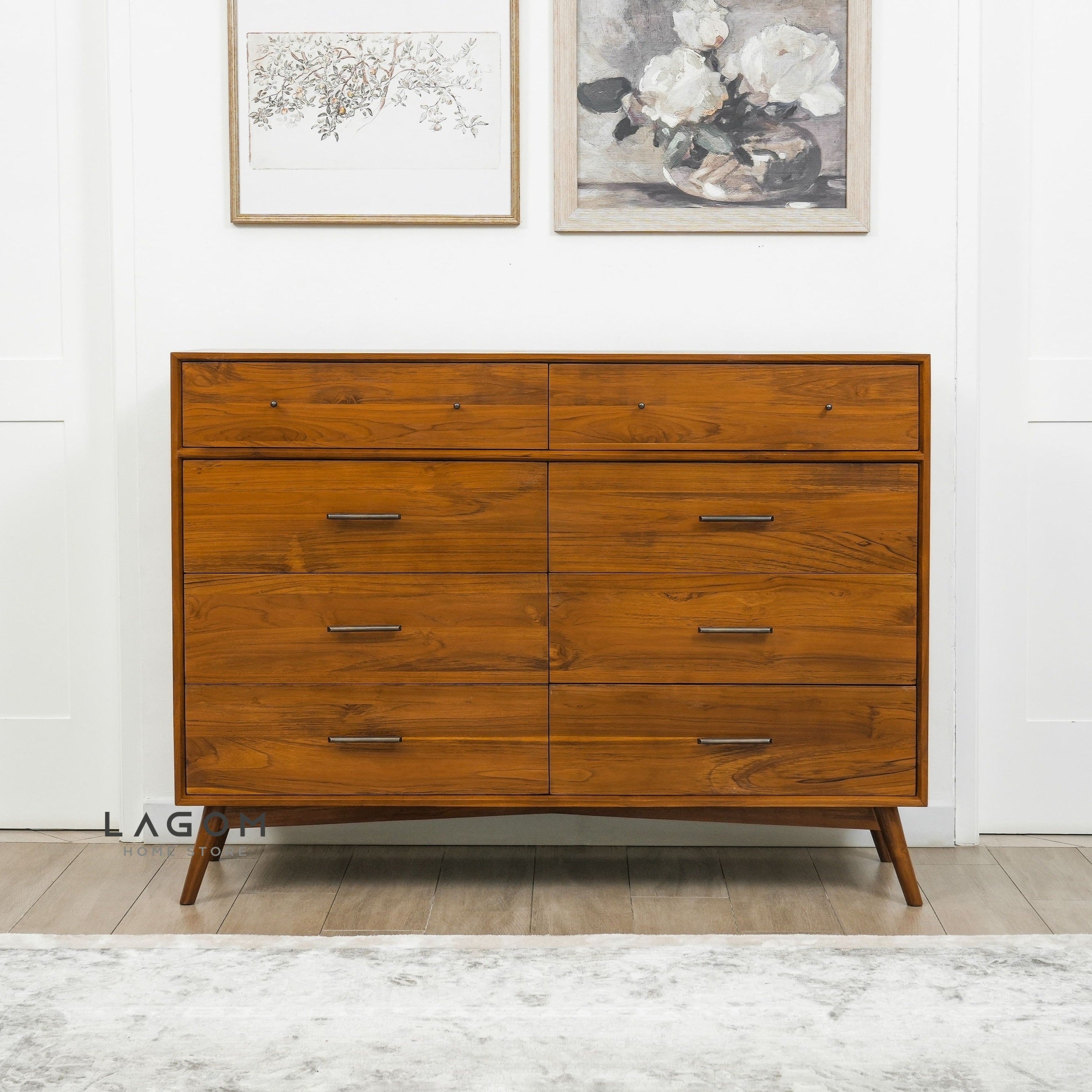 Bufet Unik dari Kayu Jati dengan 8 Laci Dresser Cabinet Lagom Home Store Jati Furnitur Teak Furniture Jakarta