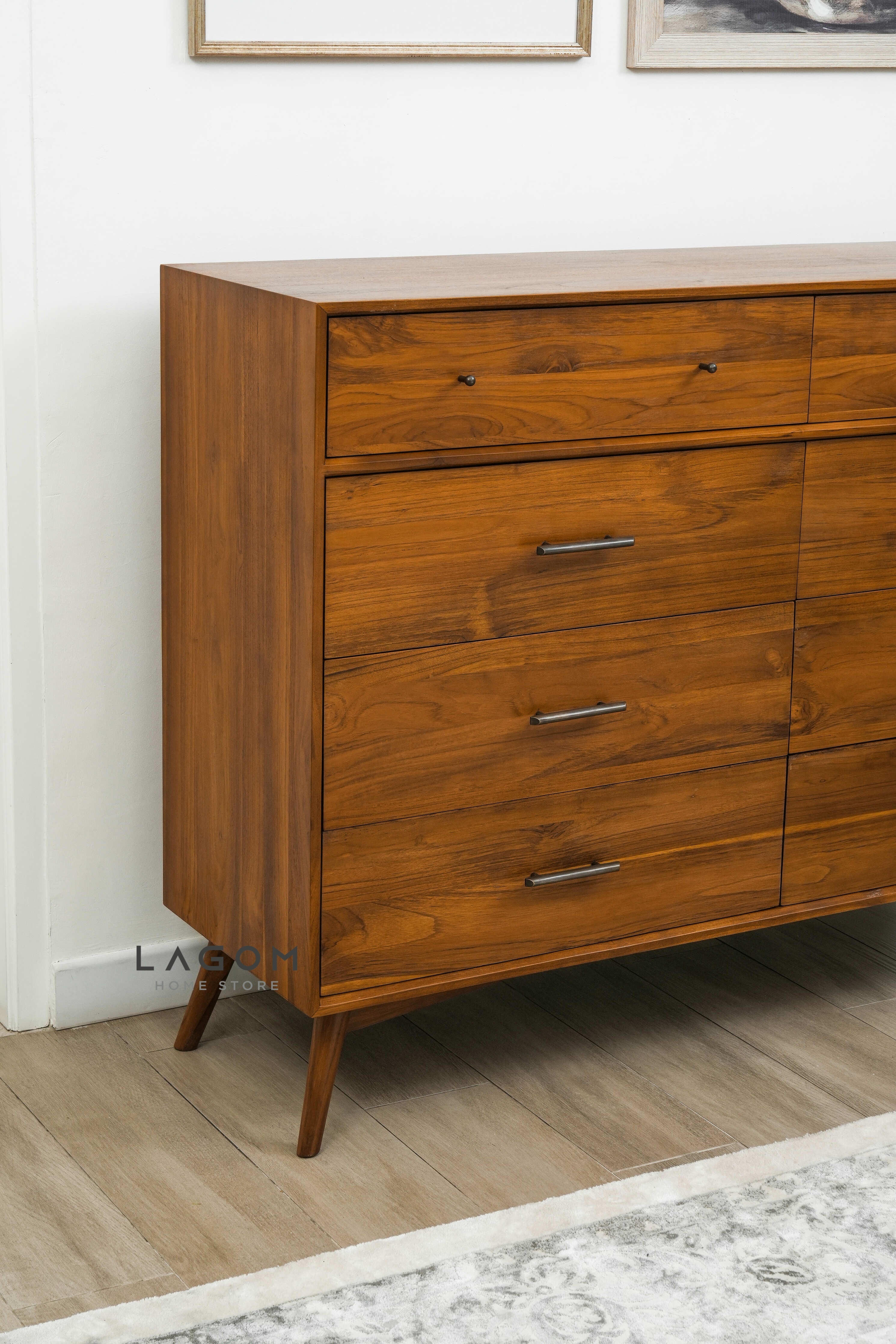 Bufet Unik dari Kayu Jati dengan 8 Laci Dresser Cabinet Lagom Home Store Jati Furnitur Teak Furniture Jakarta