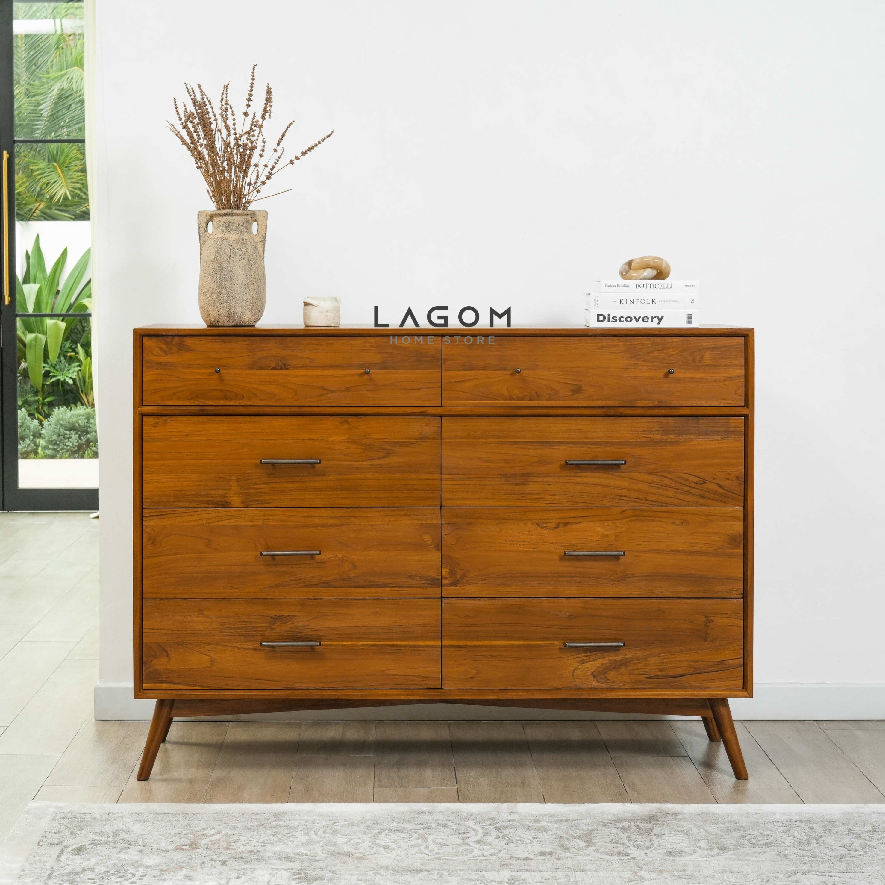 Bufet Unik dari Kayu Jati dengan 8 Laci Dresser Cabinet Lagom Home Store Jati Furnitur Teak Furniture Jakarta