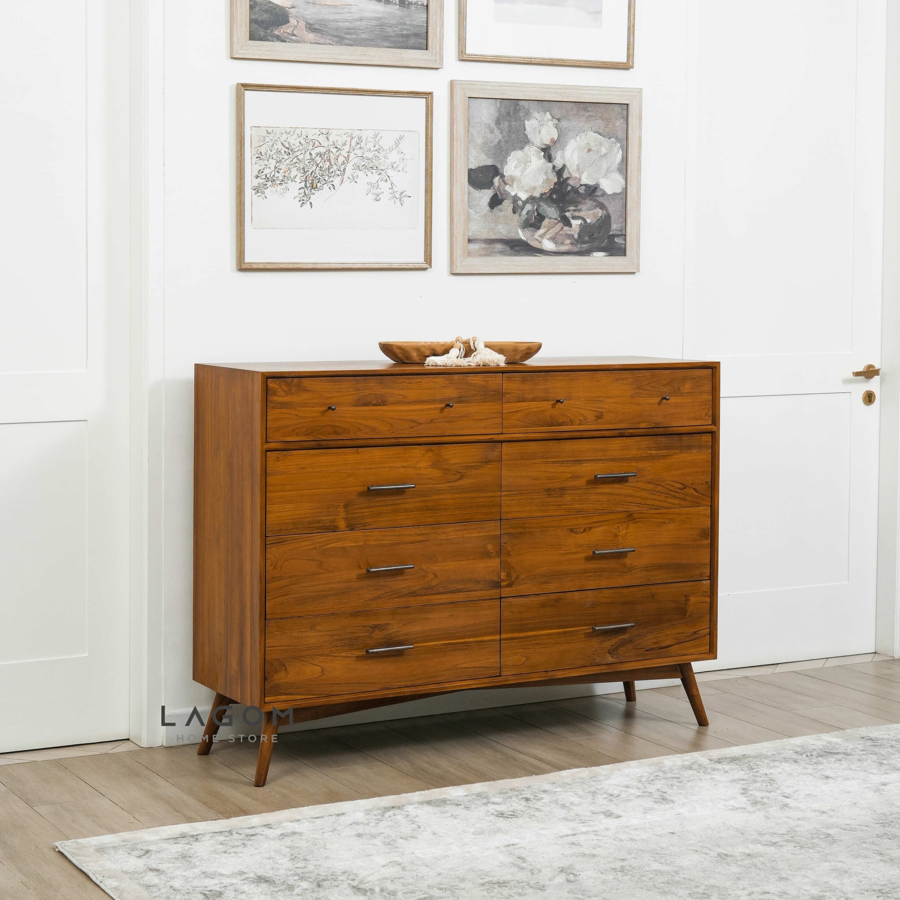 Bufet Unik dari Kayu Jati dengan 8 Laci Dresser Cabinet Lagom Home Store Jati Furnitur Teak Furniture Jakarta