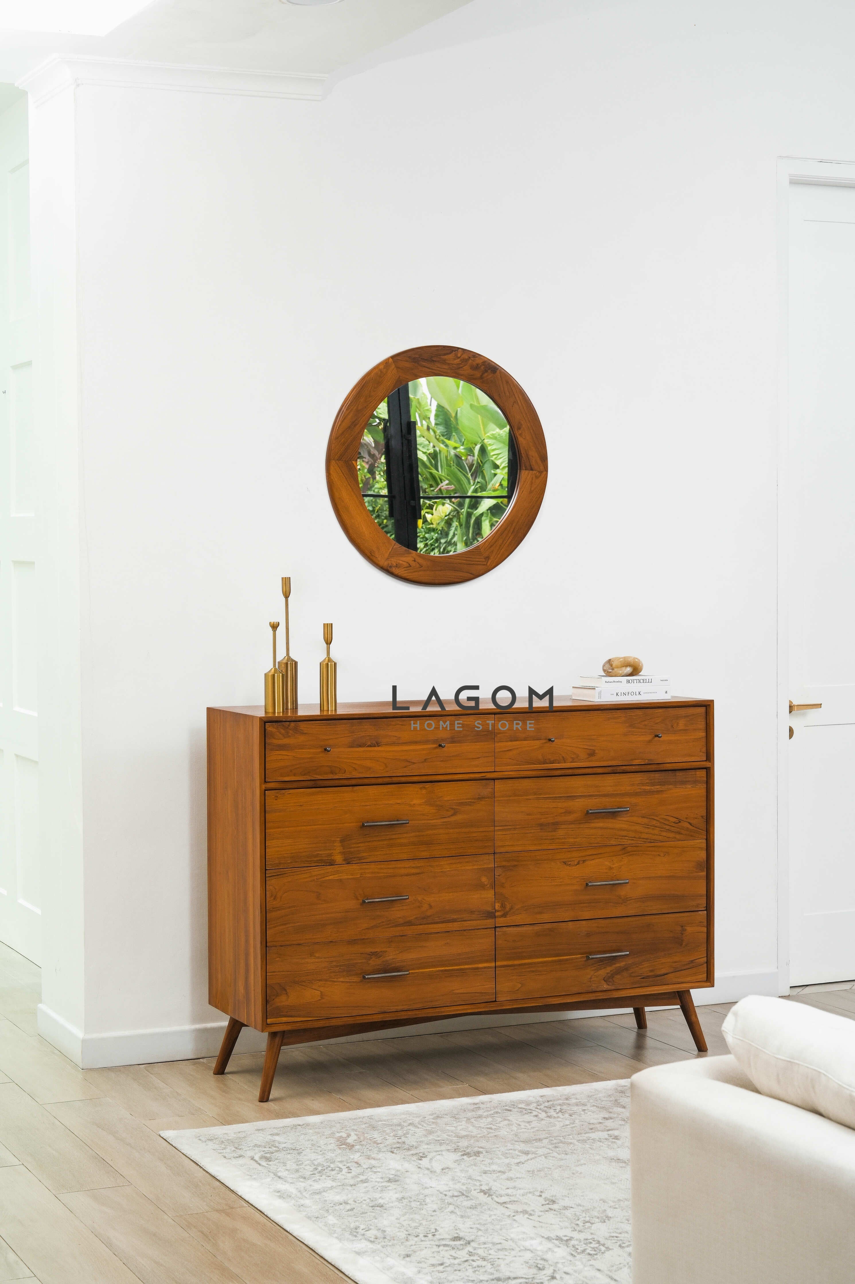 Bufet Unik dari Kayu Jati dengan 8 Laci Dresser Cabinet Lagom Home Store Jati Furnitur Teak Furniture Jakarta