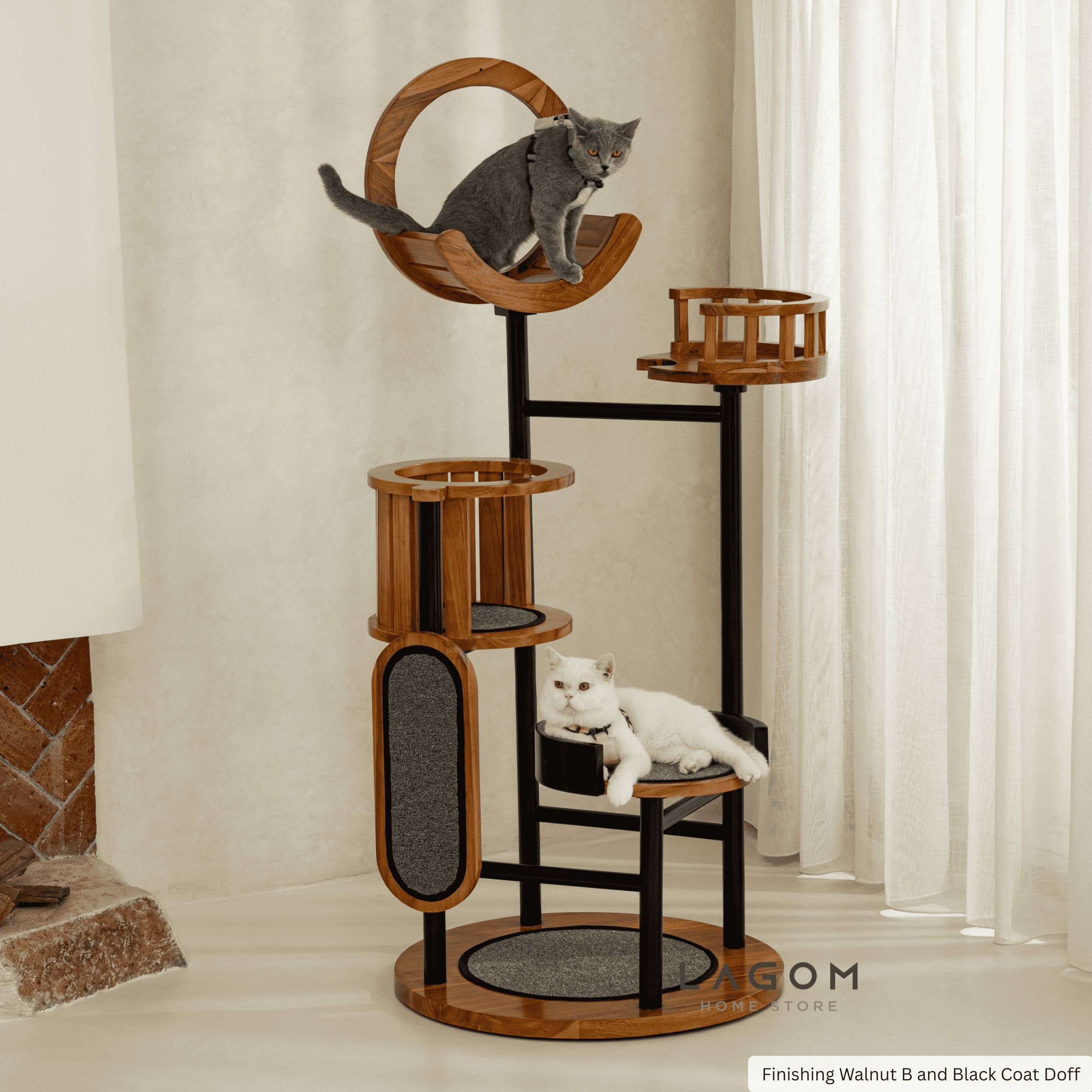 Luxury Cat Tree in Solid Teak Wood