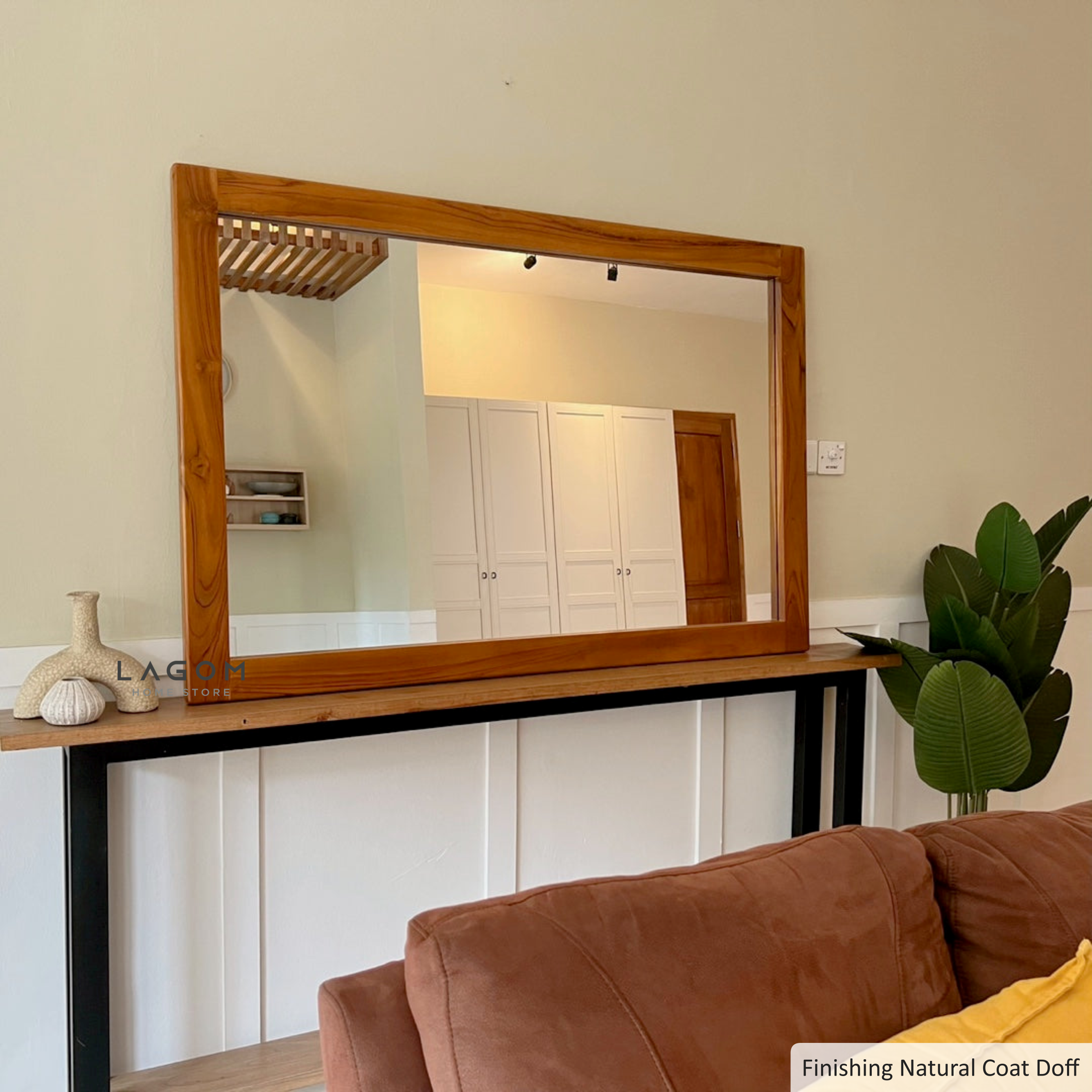 Cermin Besar Bingkai Kayu Jati - Tinggi 100 cm Mirror Lagom Home Store Jati Furnitur Teak Furniture Jakarta