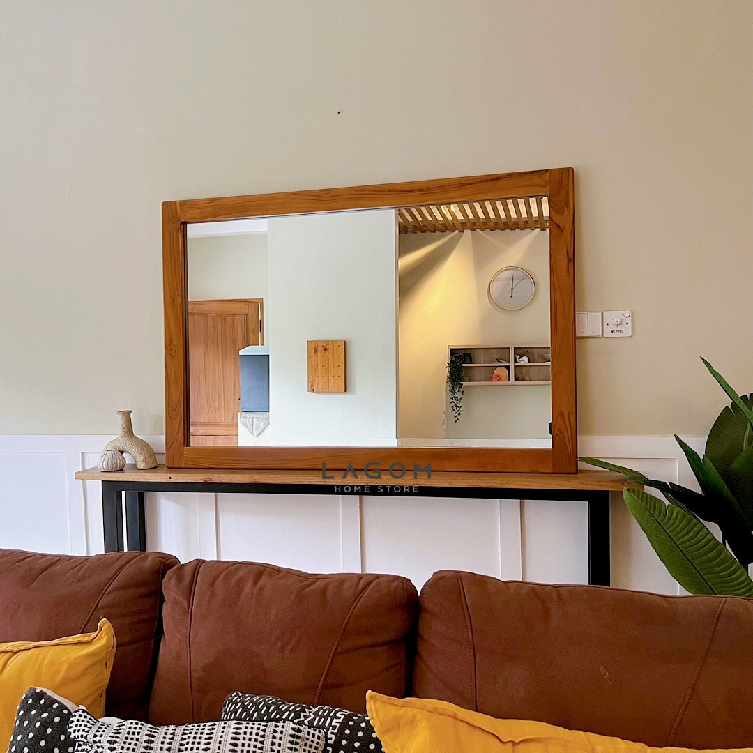 Cermin Besar dengan Bingkai Kayu Jati - Tinggi 100 cm Mirror Lagom Home Store Jati Furnitur Teak Furniture Jakarta