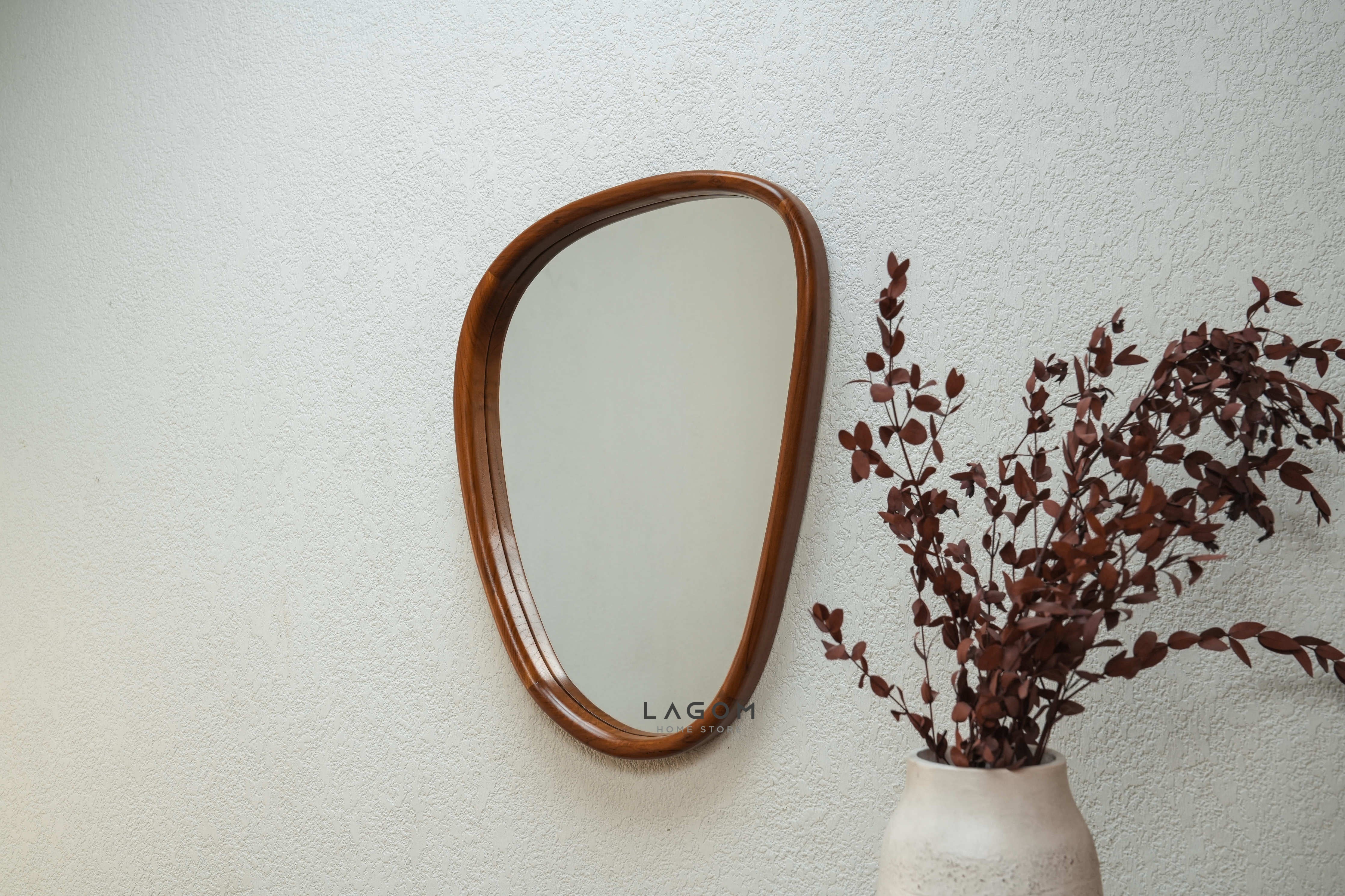 Cermin Dinding Kayu Jati Bentuk Abstrak - Tinggi 55 cm Mirror Lagom Home Store Jati Furnitur Teak Furniture Jakarta