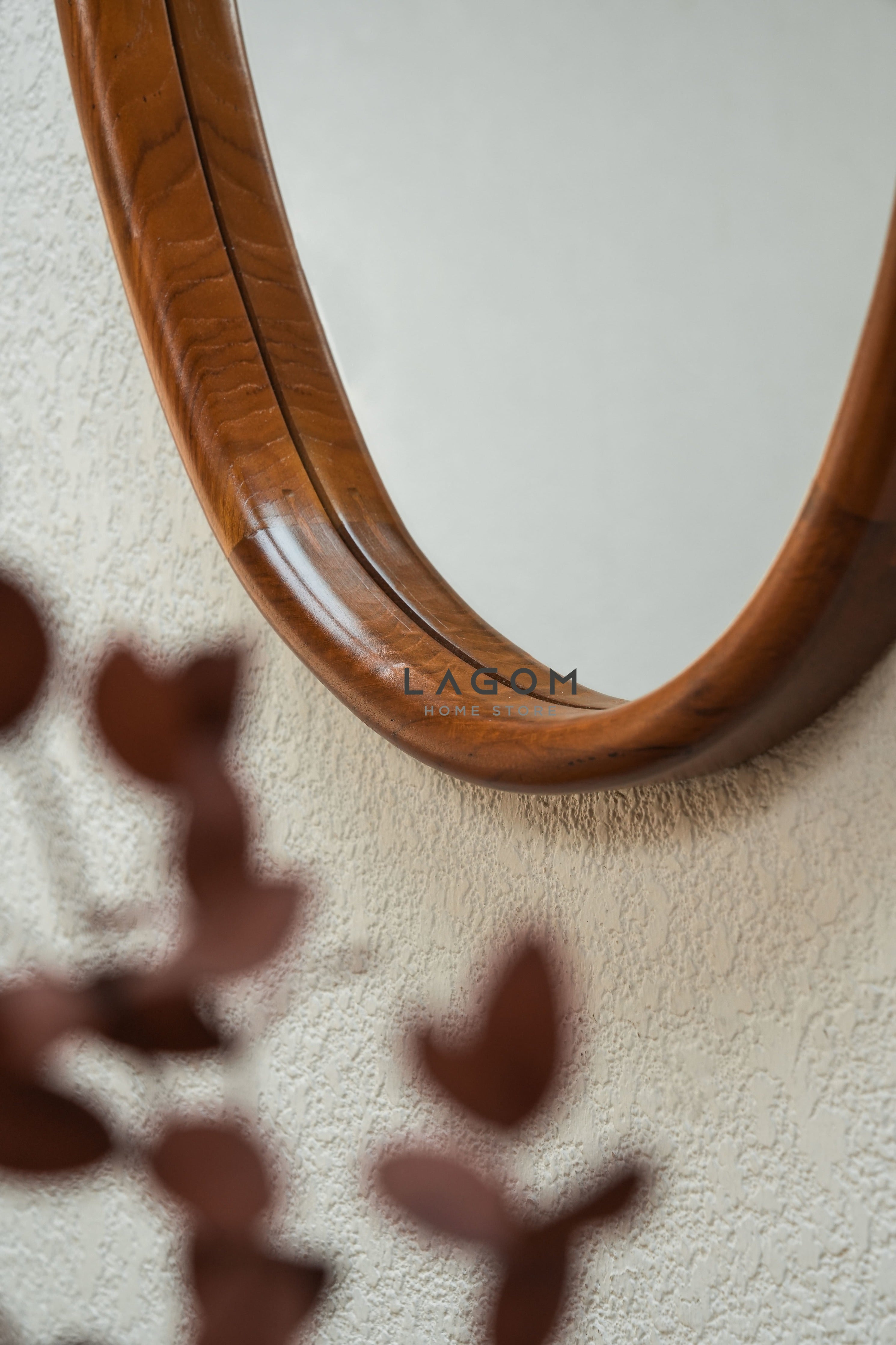 Cermin Dinding Kayu Jati Bentuk Abstrak - Tinggi 55 cm Mirror Lagom Home Store Jati Furnitur Teak Furniture Jakarta