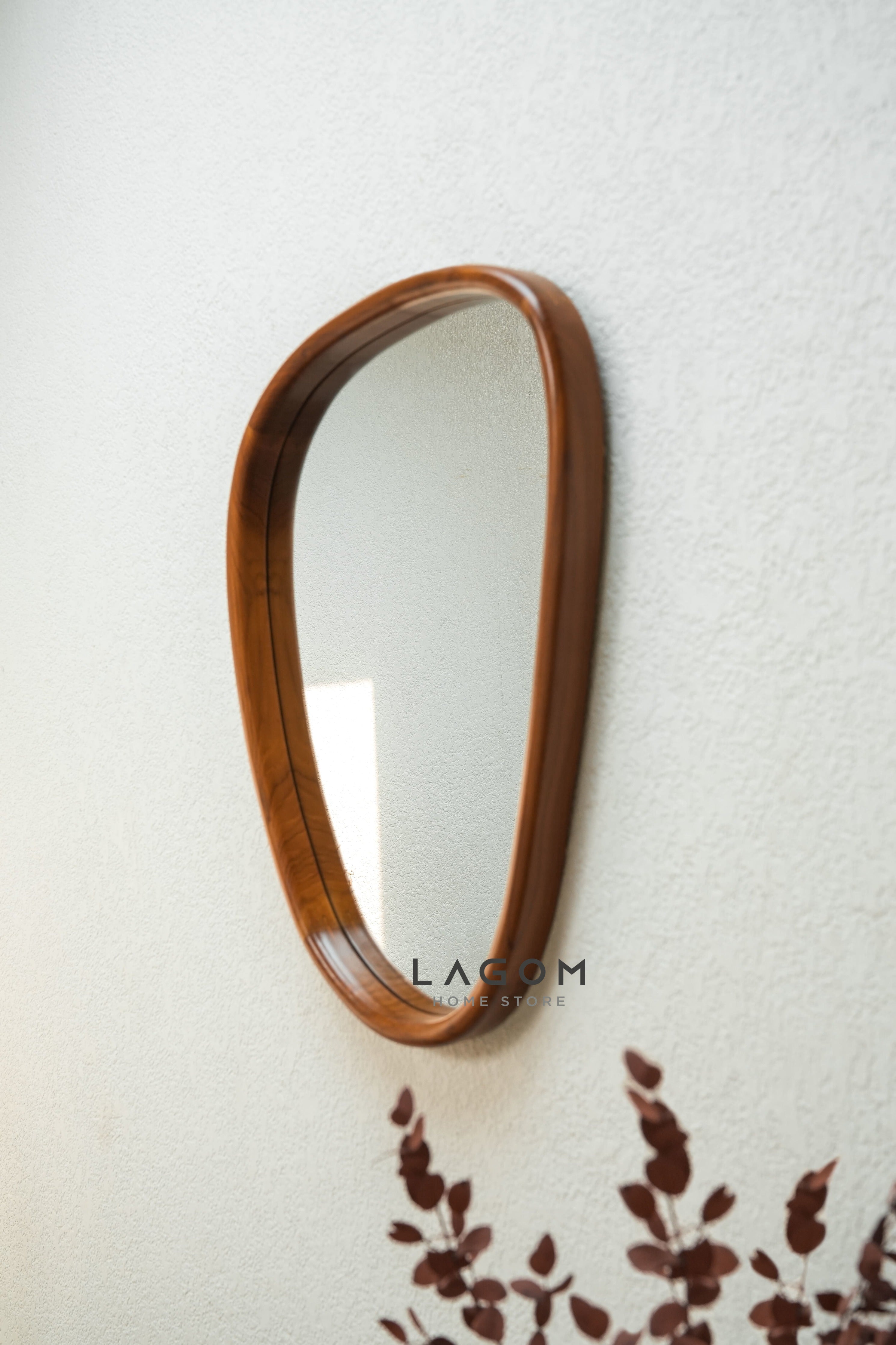 Cermin Dinding Kayu Jati Bentuk Abstrak - Tinggi 55 cm Mirror Lagom Home Store Jati Furnitur Teak Furniture Jakarta