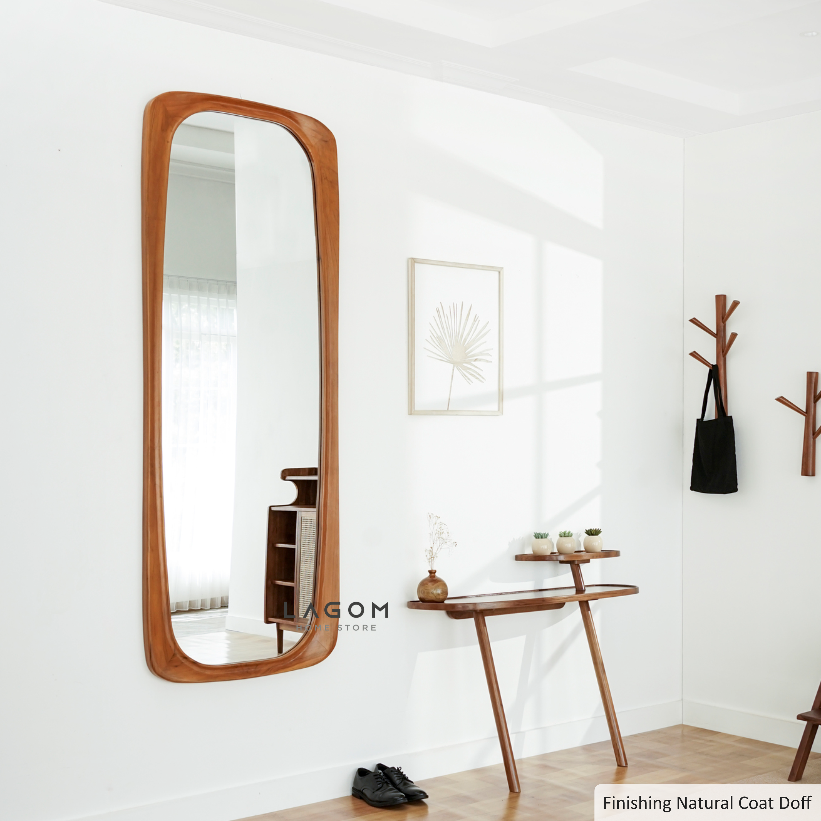 Cermin Dinding Kayu Jati Bentuk Estetik - Tinggi 180 cm Mirror Lagom Home Store Jati Furnitur Teak Furniture Jakarta