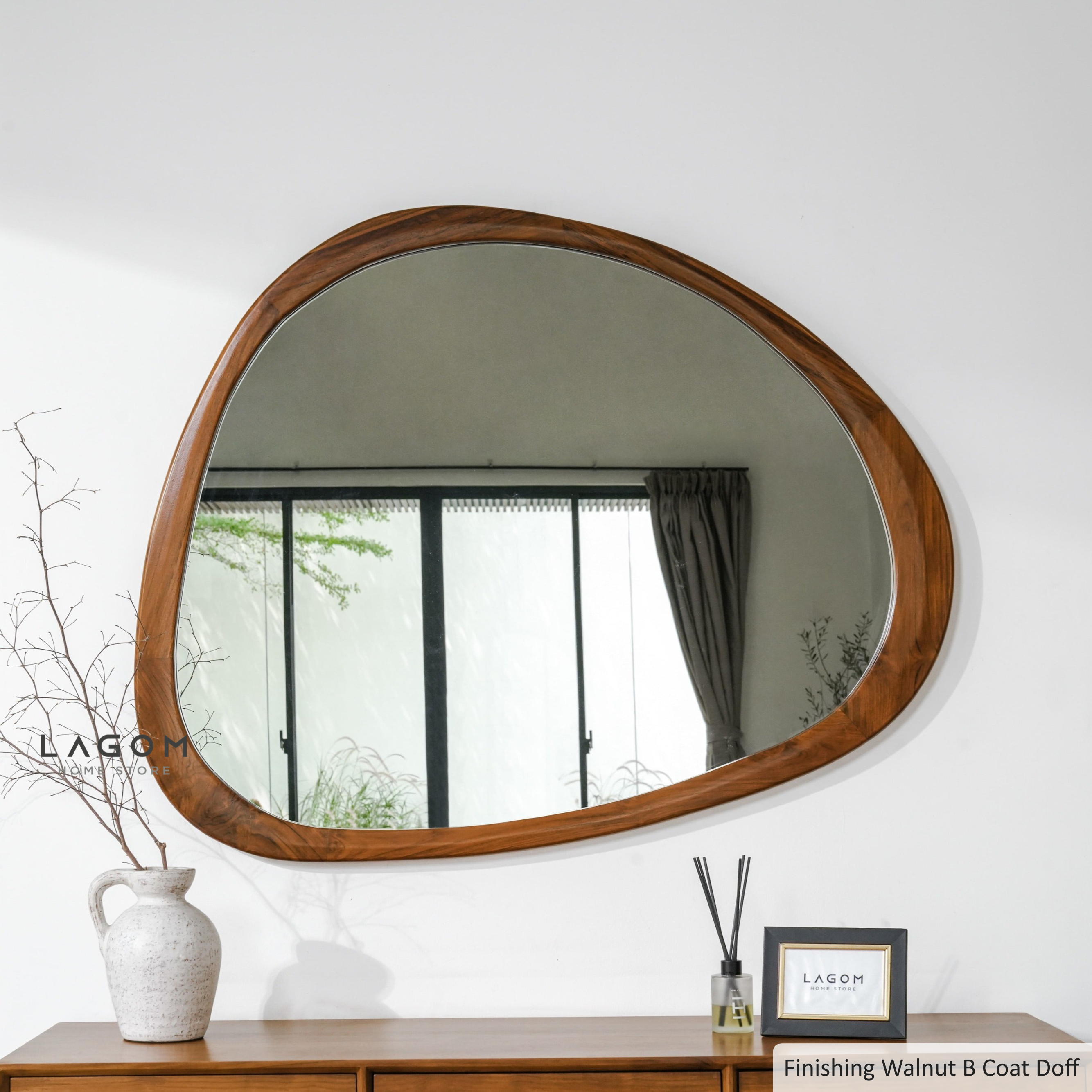 Cermin Gantung Unik Kayu Jati - Tinggi 99 cm Mirror Lagom Home Store Jati Furnitur Teak Furniture Jakarta