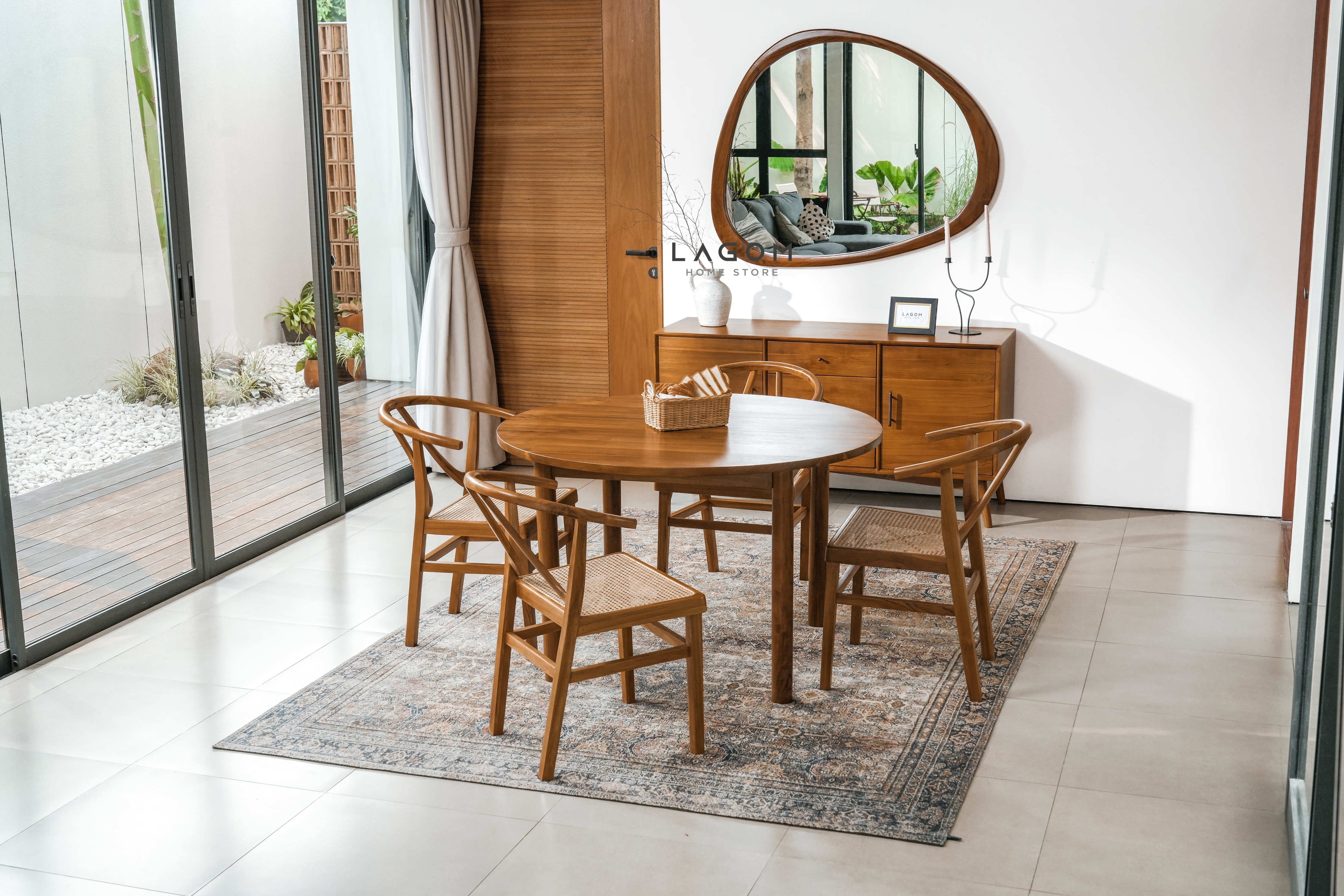 Cermin Gantung Unik Kayu Jati - Tinggi 99 cm Mirror Lagom Home Store Jati Furnitur Teak Furniture Jakarta