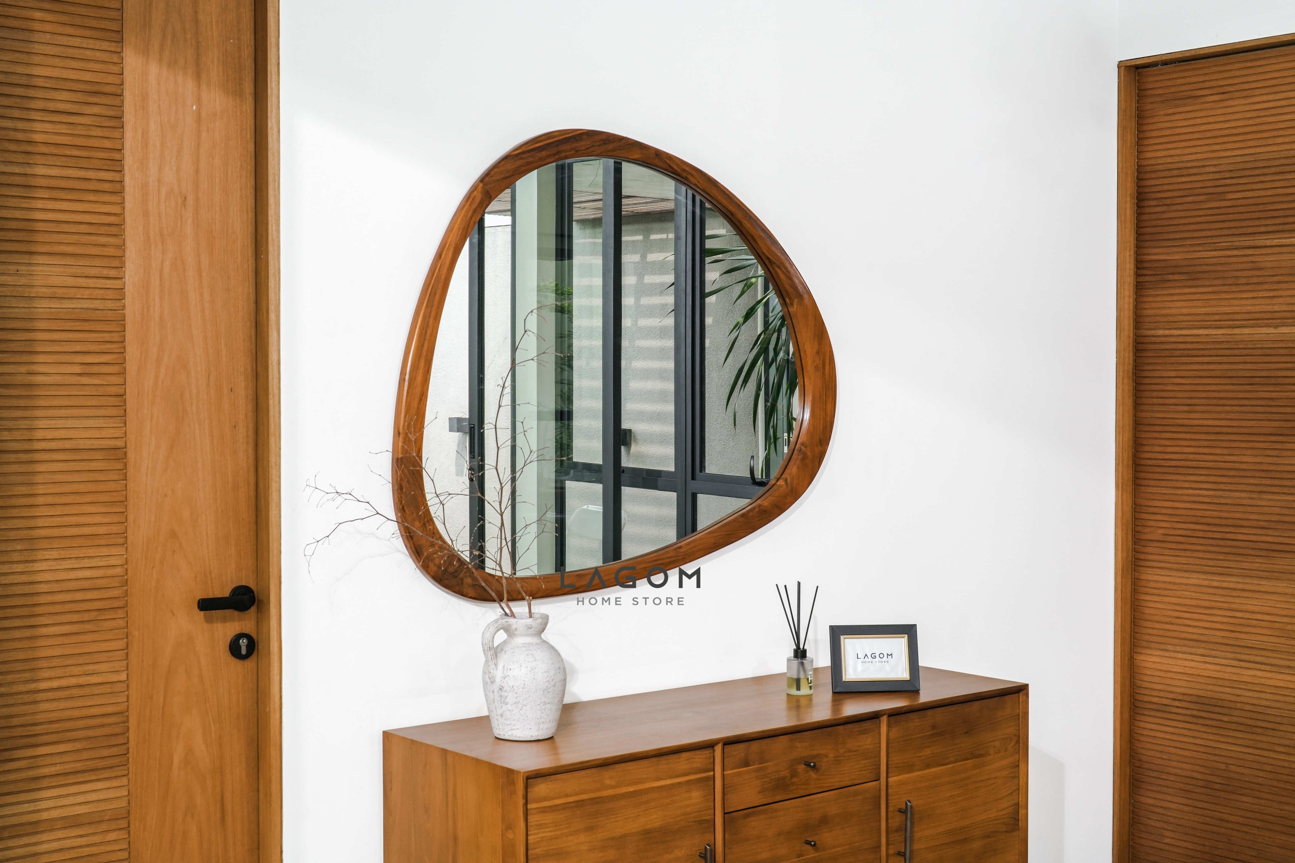 Cermin Gantung Unik Kayu Jati - Tinggi 99 cm Mirror Lagom Home Store Jati Furnitur Teak Furniture Jakarta