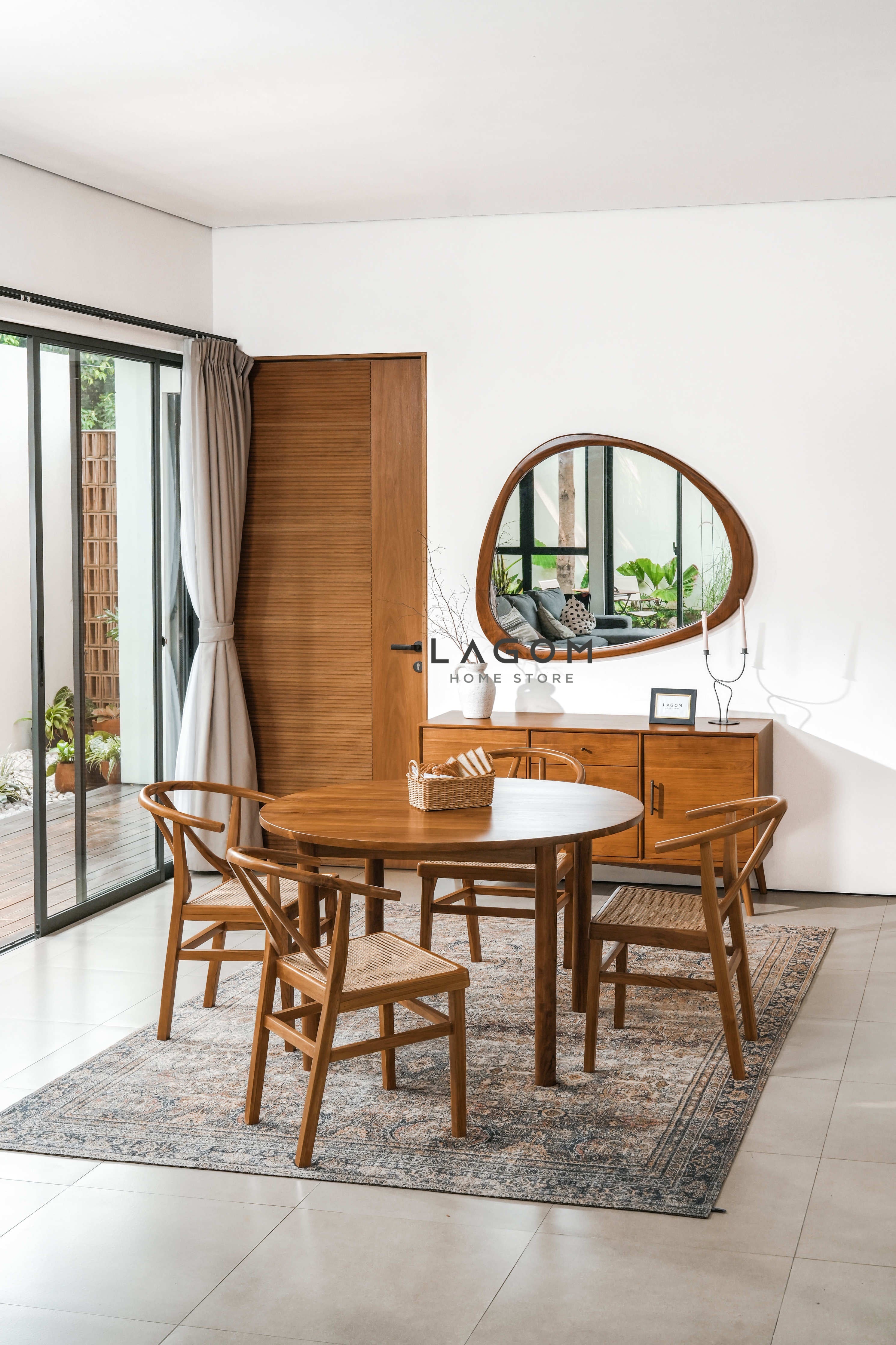 Cermin Gantung Unik Kayu Jati - Tinggi 99 cm Mirror Lagom Home Store Jati Furnitur Teak Furniture Jakarta