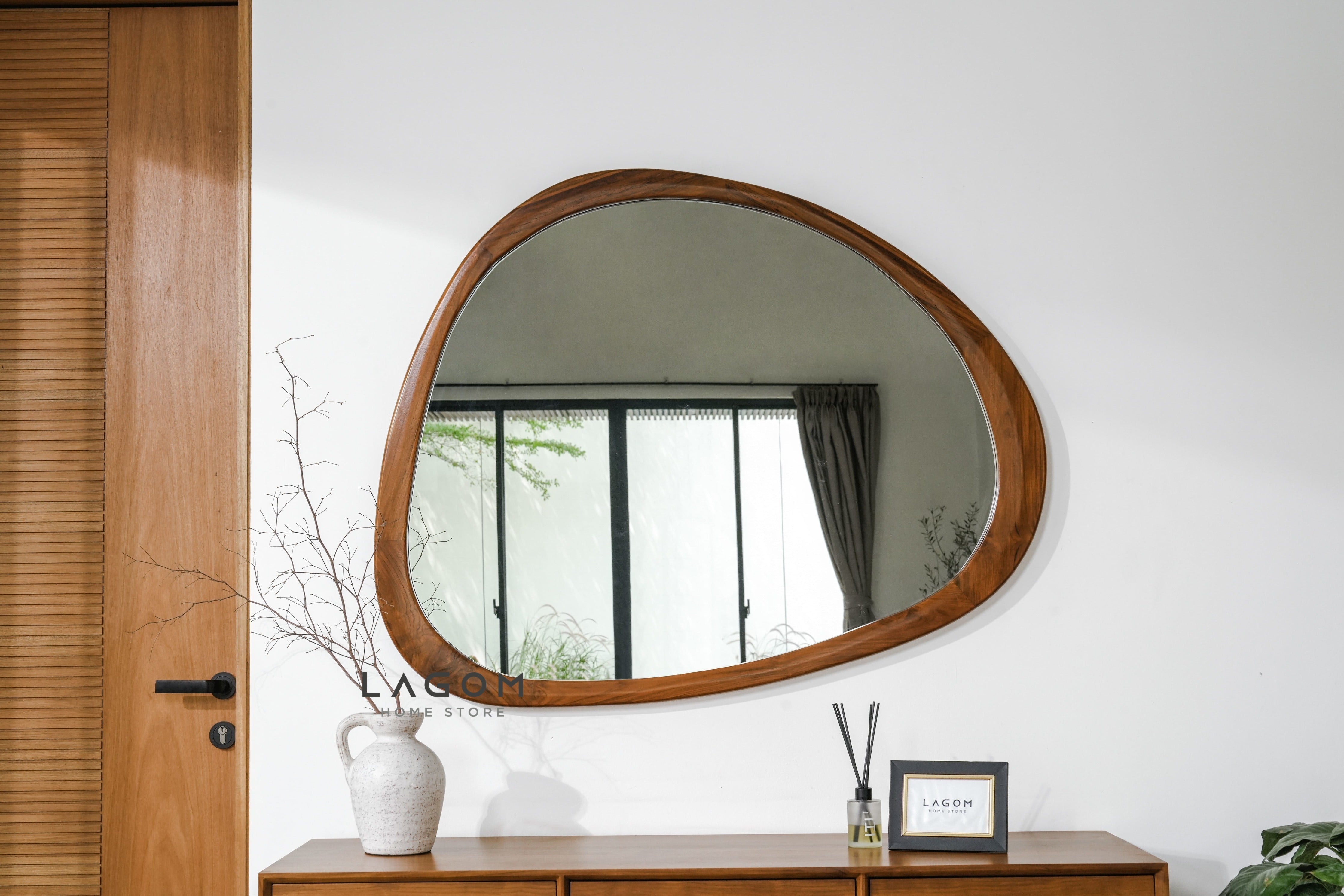 Cermin Gantung Unik Kayu Jati - Tinggi 99 cm Mirror Lagom Home Store Jati Furnitur Teak Furniture Jakarta