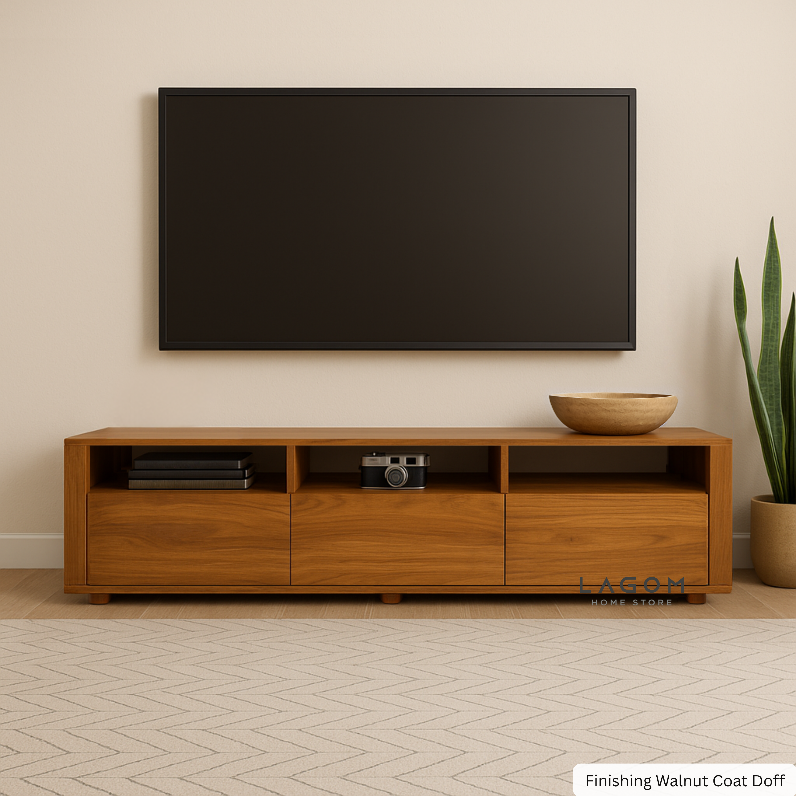 Custom-Made | 180 cm Solid Teak Wood TV Stand TV Cabinet Lagom Home Store Jati Furnitur Teak Furniture Jakarta