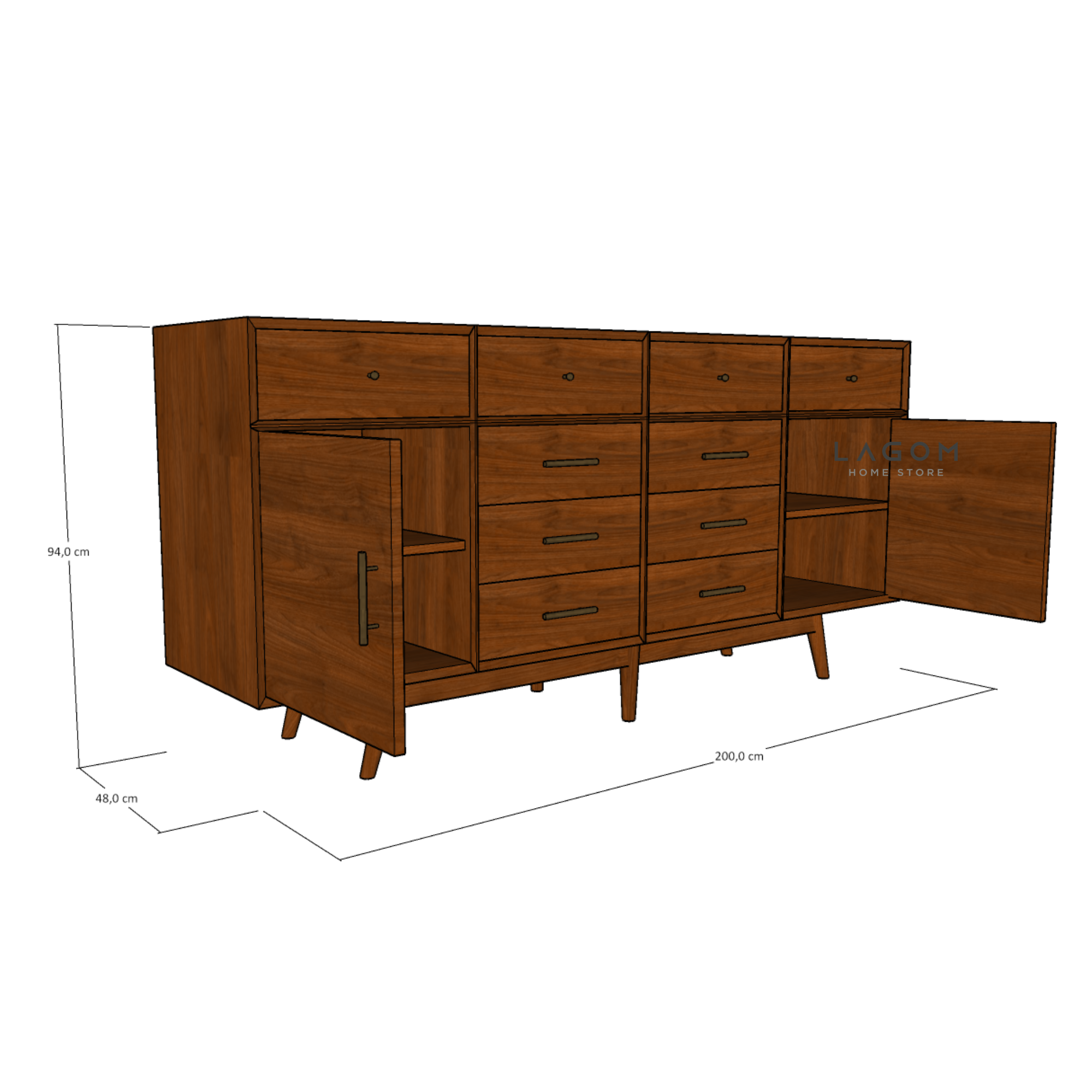 Custom-Made | Bufet Kayu Jati dengan 10 Laci dan 2 Pintu Buffet Lagom Home Store Jati Furnitur Teak Furniture Jakarta