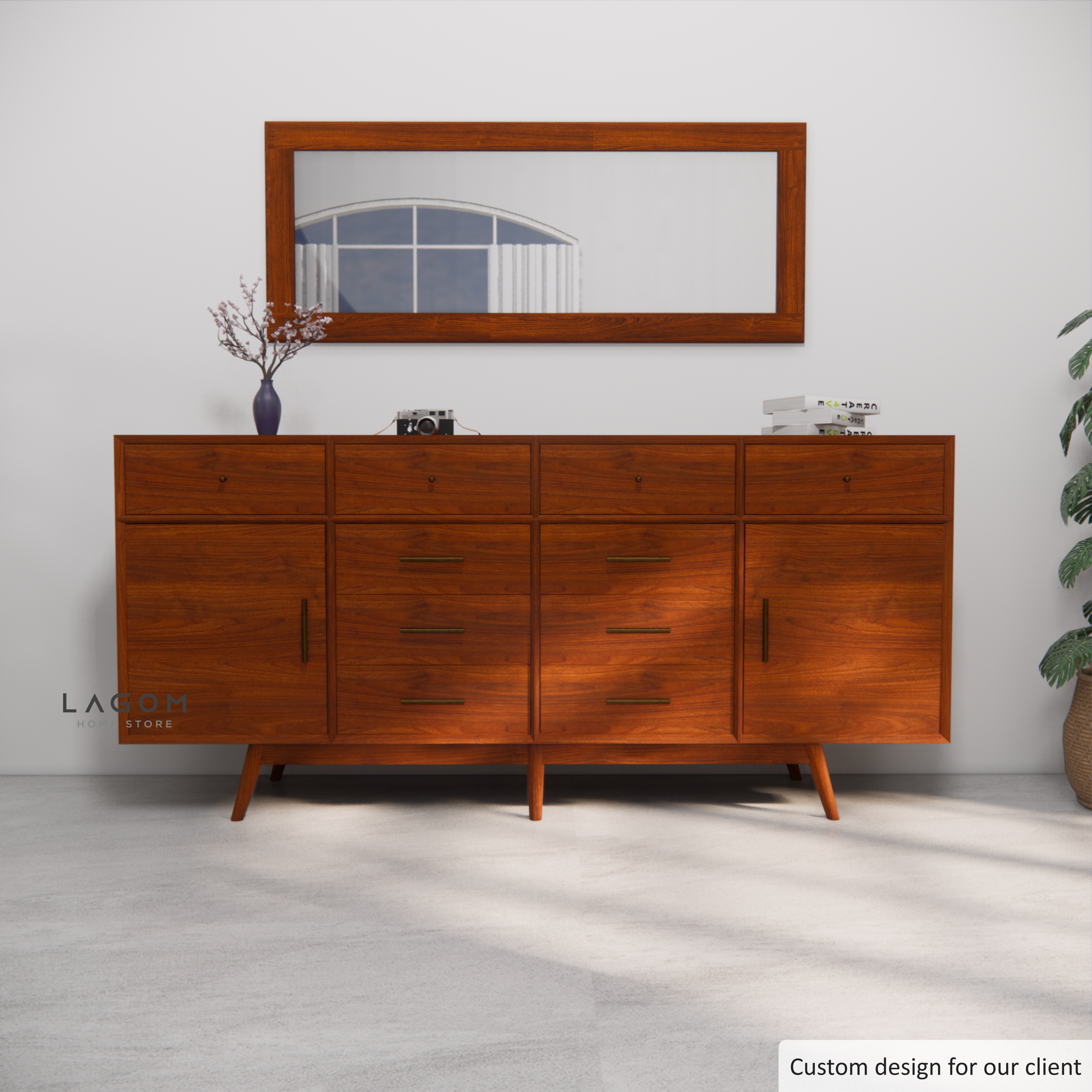 Custom-Made | Bufet Kayu Jati dengan 10 Laci dan 2 Pintu Buffet Lagom Home Store Jati Furnitur Teak Furniture Jakarta