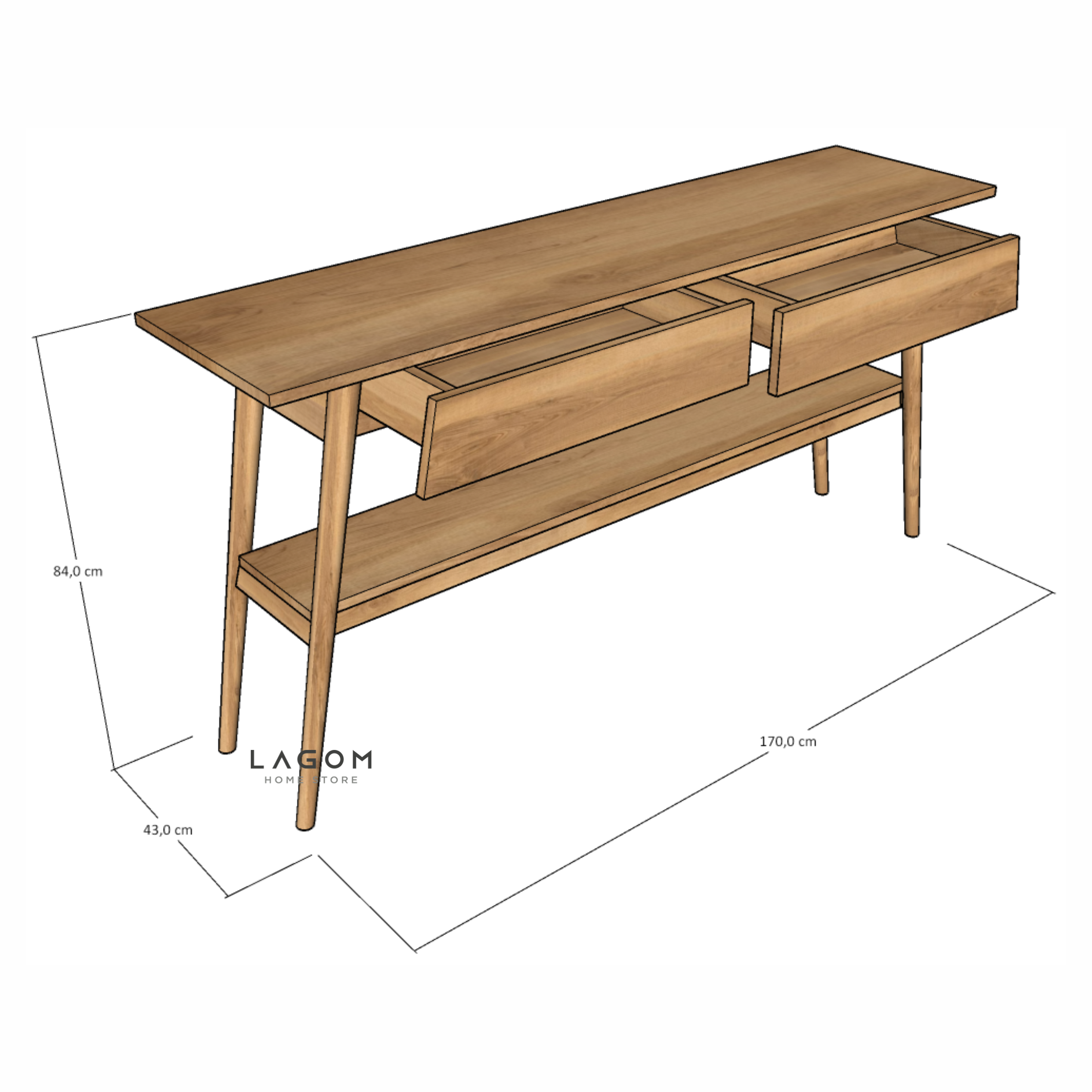 Custom-Made | Console Table Kayu Jati dengan Laci dan Ambalan Console Table Lagom Home Store Jati Furnitur Teak Furniture Jakarta