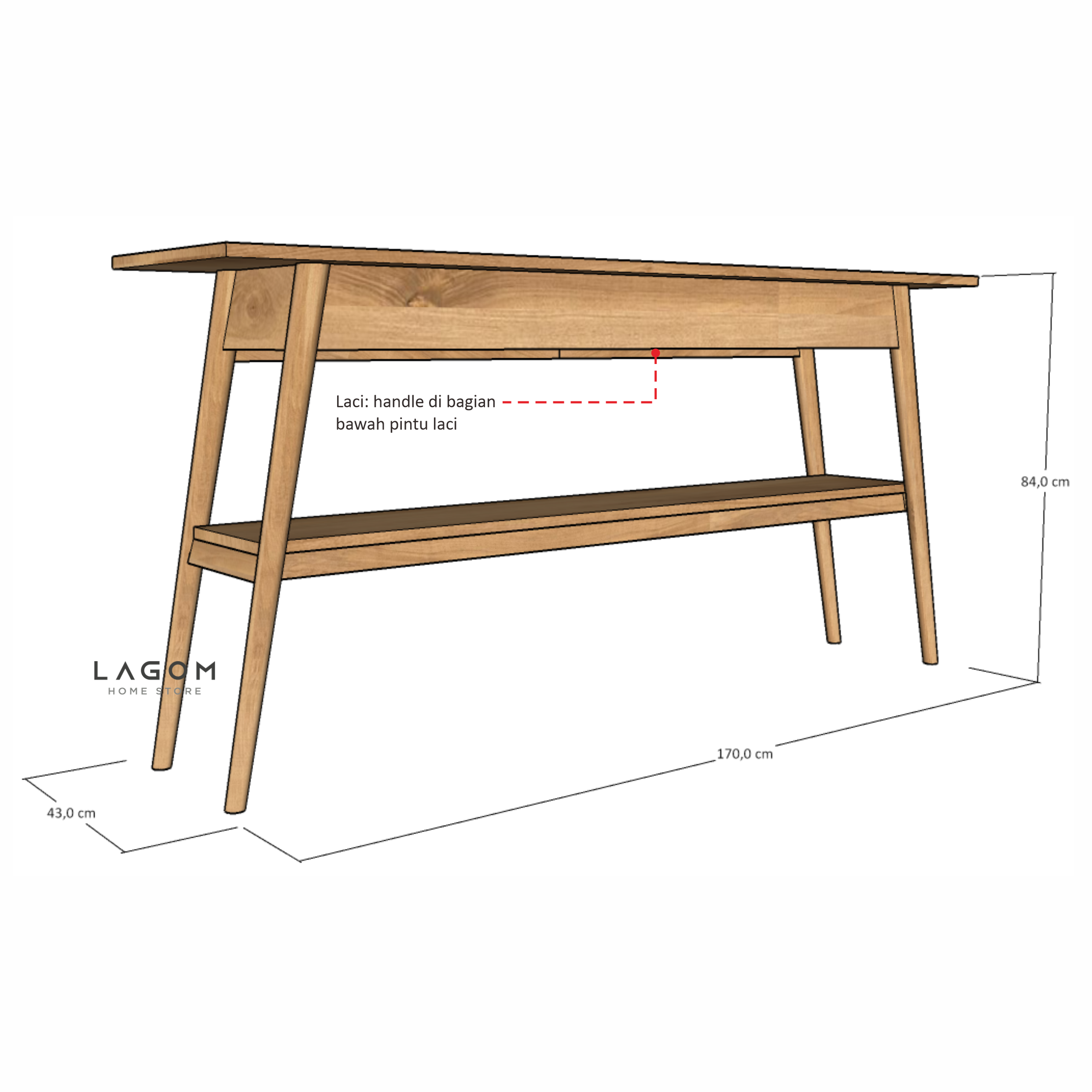 Custom-Made | Console Table Kayu Jati dengan Laci dan Ambalan Console Table Lagom Home Store Jati Furnitur Teak Furniture Jakarta