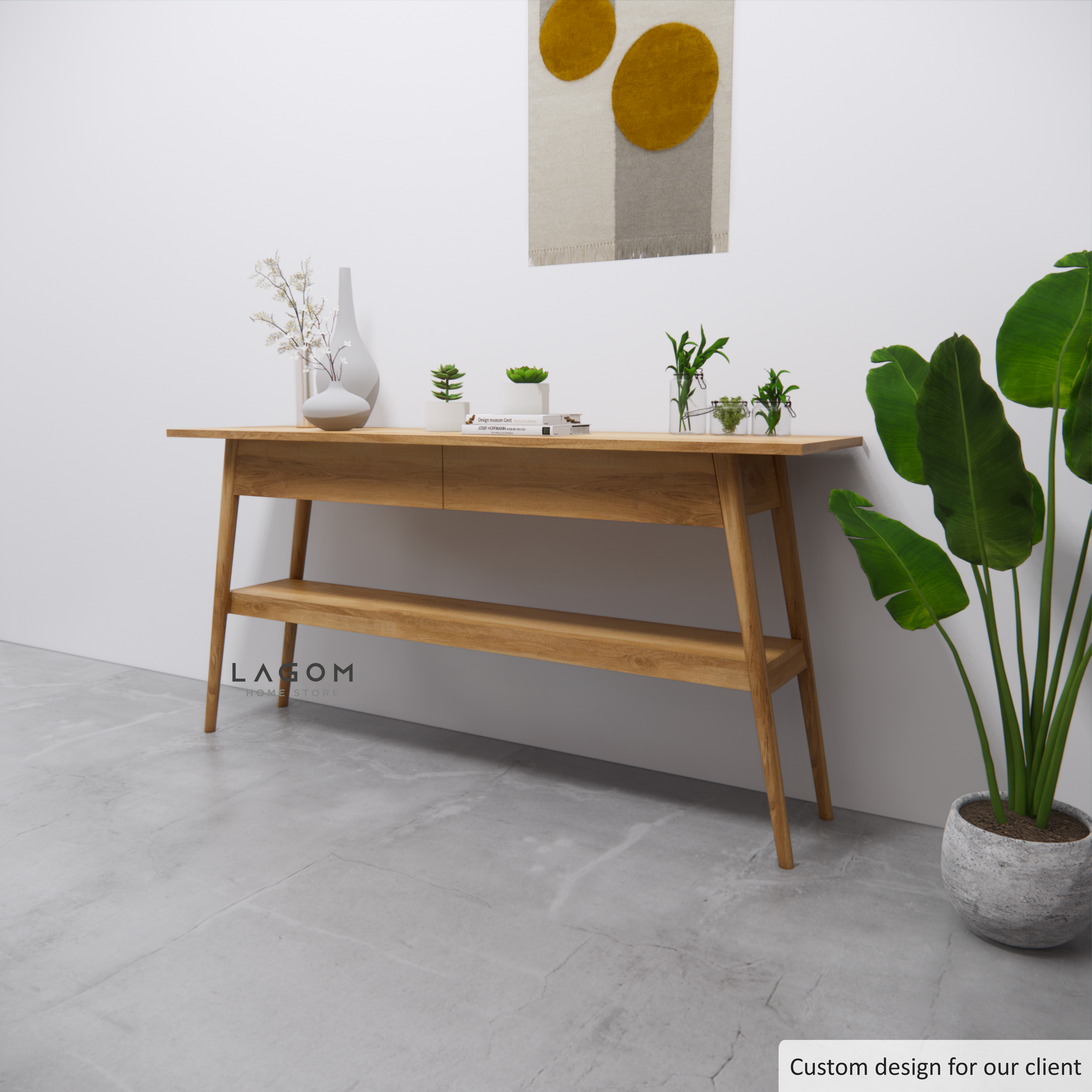 Custom-Made | Console Table Kayu Jati dengan Laci dan Ambalan Console Table Lagom Home Store Jati Furnitur Teak Furniture Jakarta