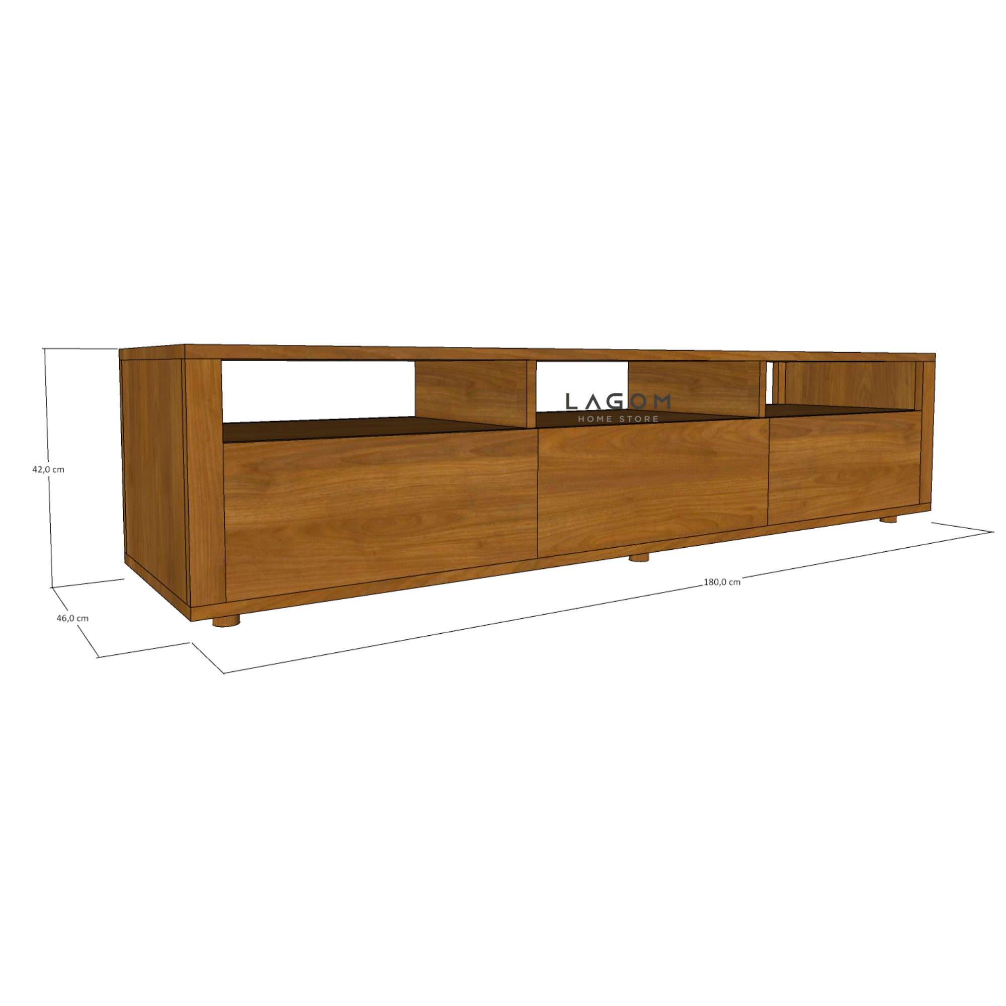Custom-Made | Kabinet TV Panjang 180 cm Material Kayu Jati Solid TV Cabinet Lagom Home Store Jati Furnitur Teak Furniture Jakarta