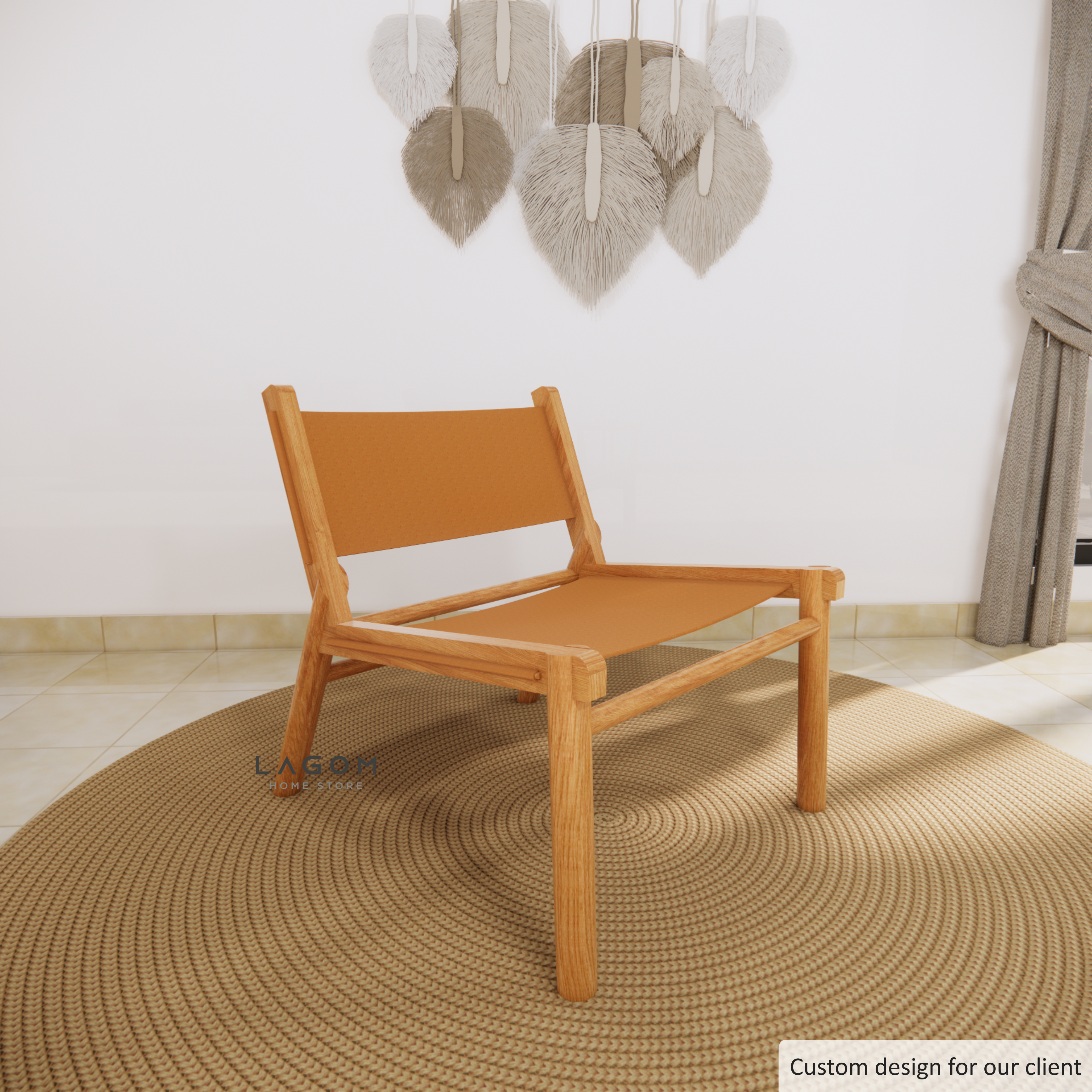 Custom-Made | Kursi Santai dari Kayu Jati dan Kulit Asli Chair Lagom Home Store Jati Furnitur Teak Furniture Jakarta